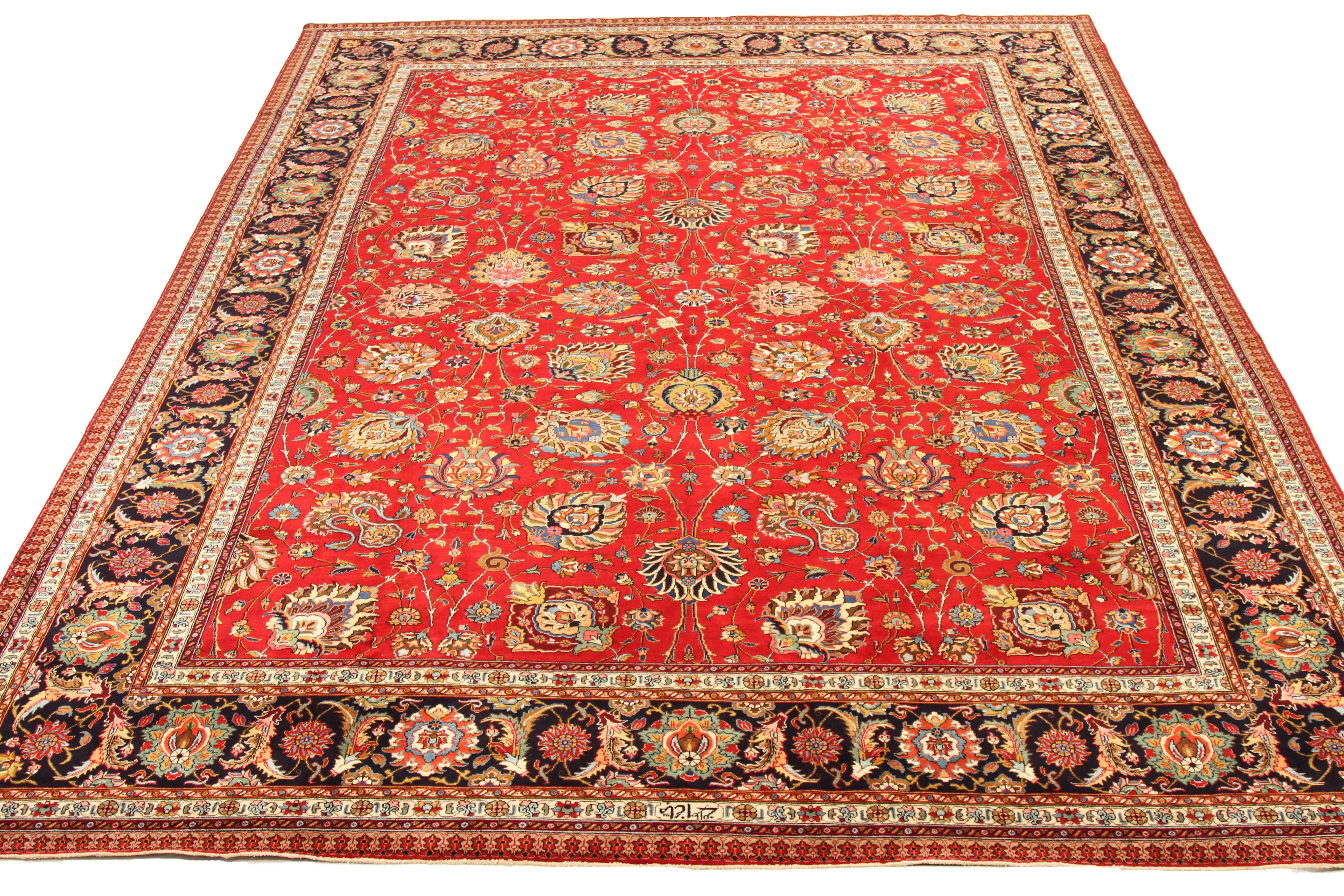 Thumbnail 3 for Antique Persian Tabriz Traditional Rug 68905
