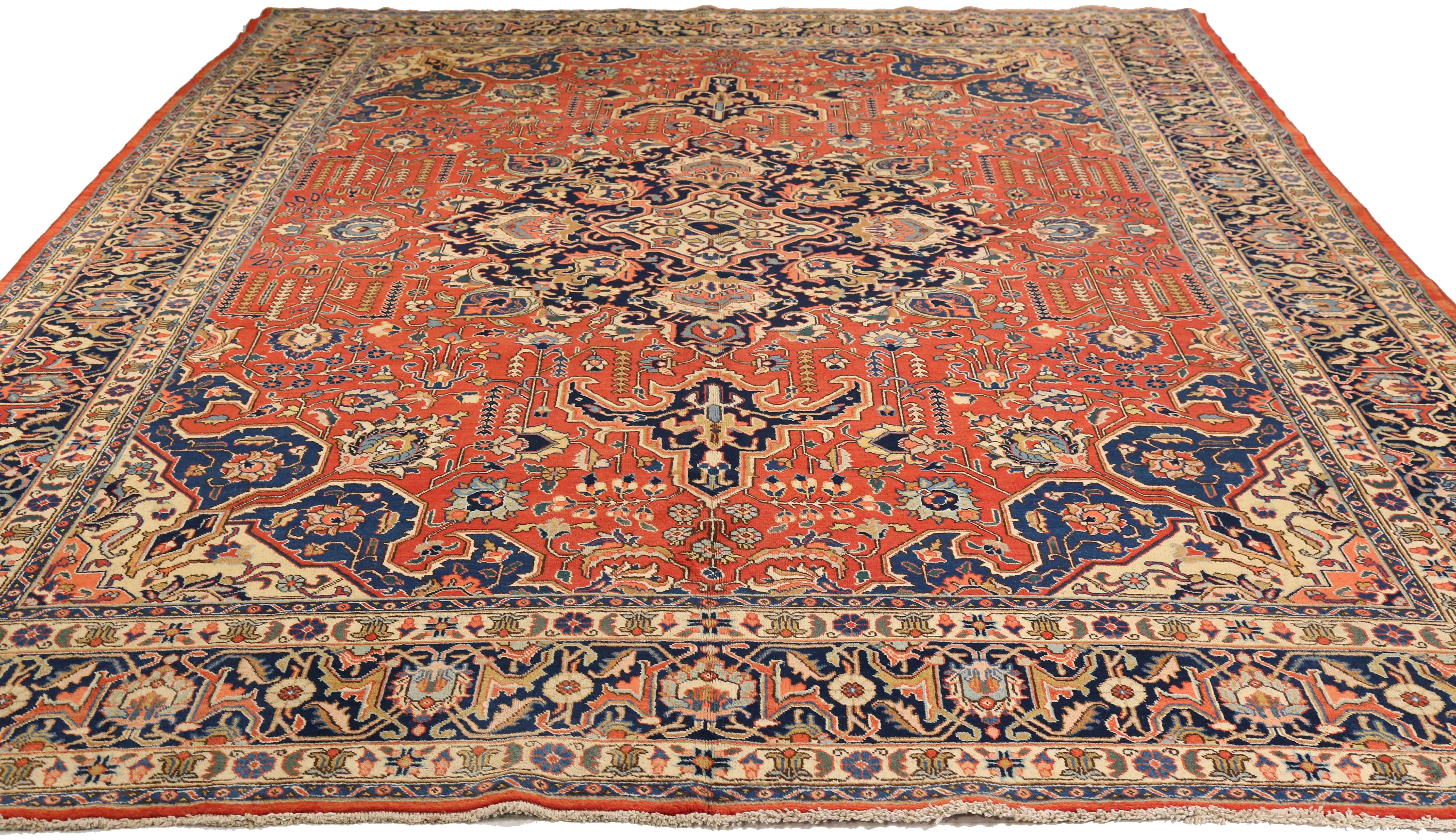 Thumbnail 2 for Antique Persian Tabriz Traditional Rug 73308