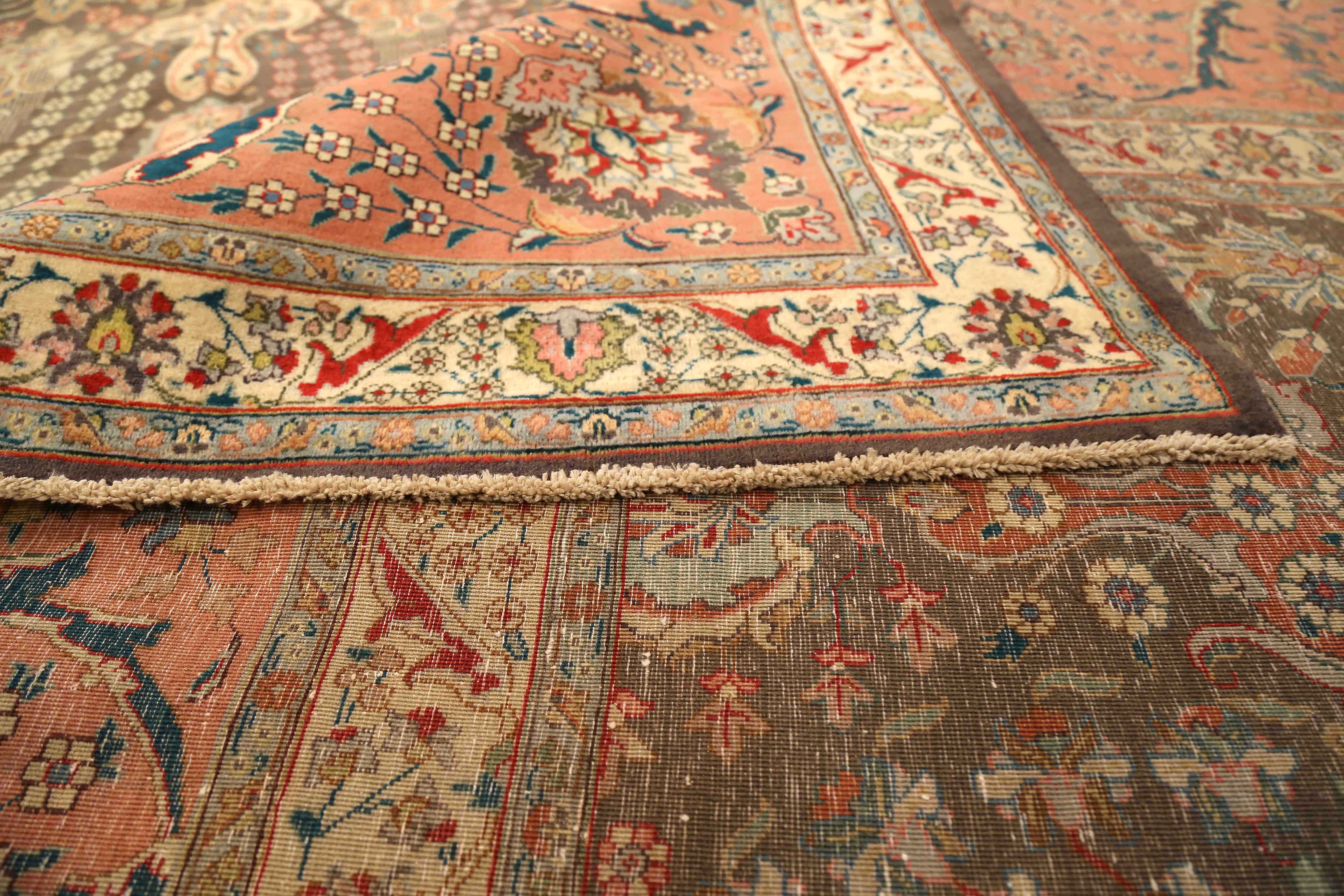 Thumbnail 5 for Antique Persian Tabriz Traditional Rug 73466