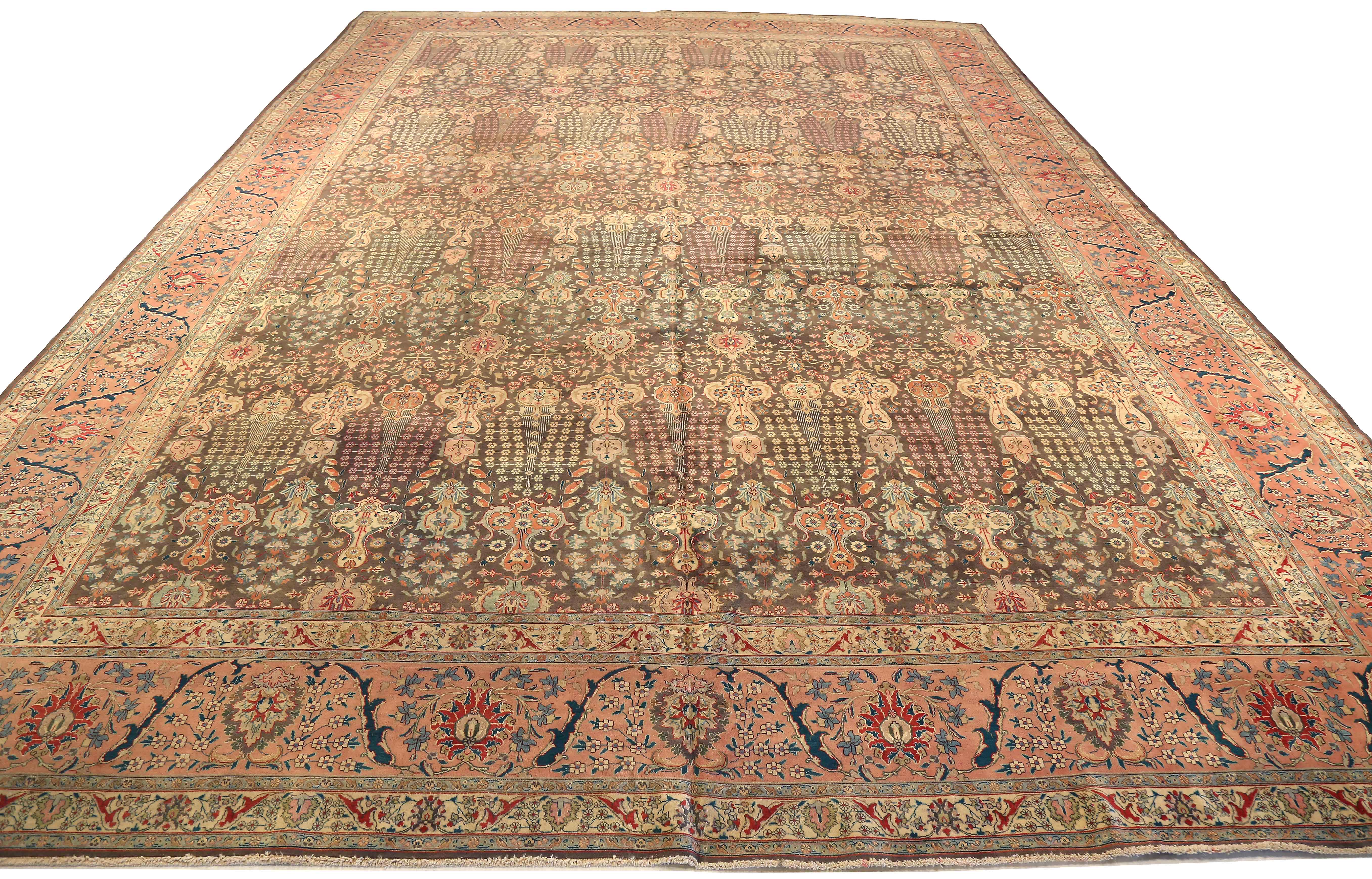 Thumbnail 2 for Antique Persian Tabriz Traditional Rug 73466