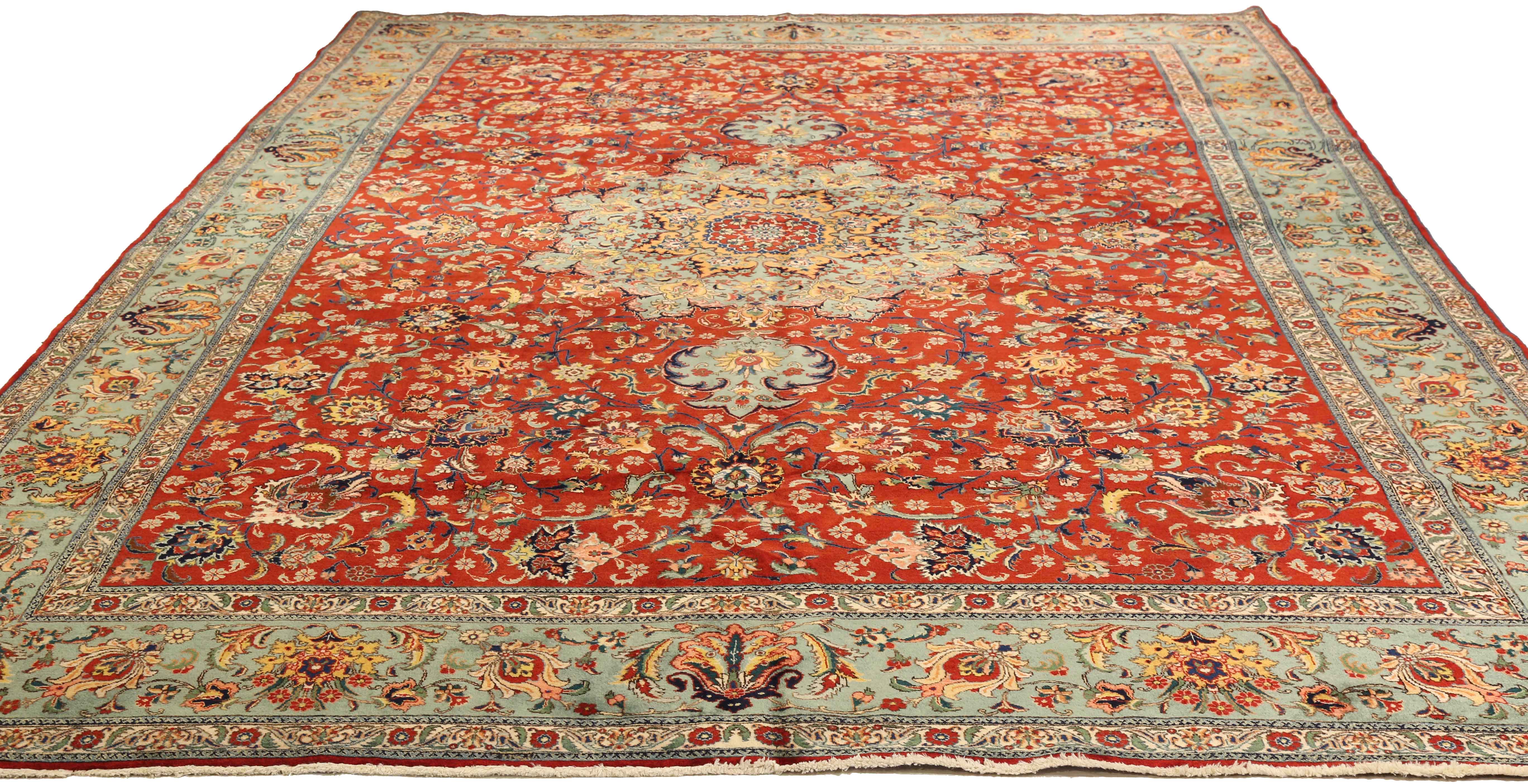 Thumbnail 3 for Antique Persian Tabriz Traditional Rug 73918