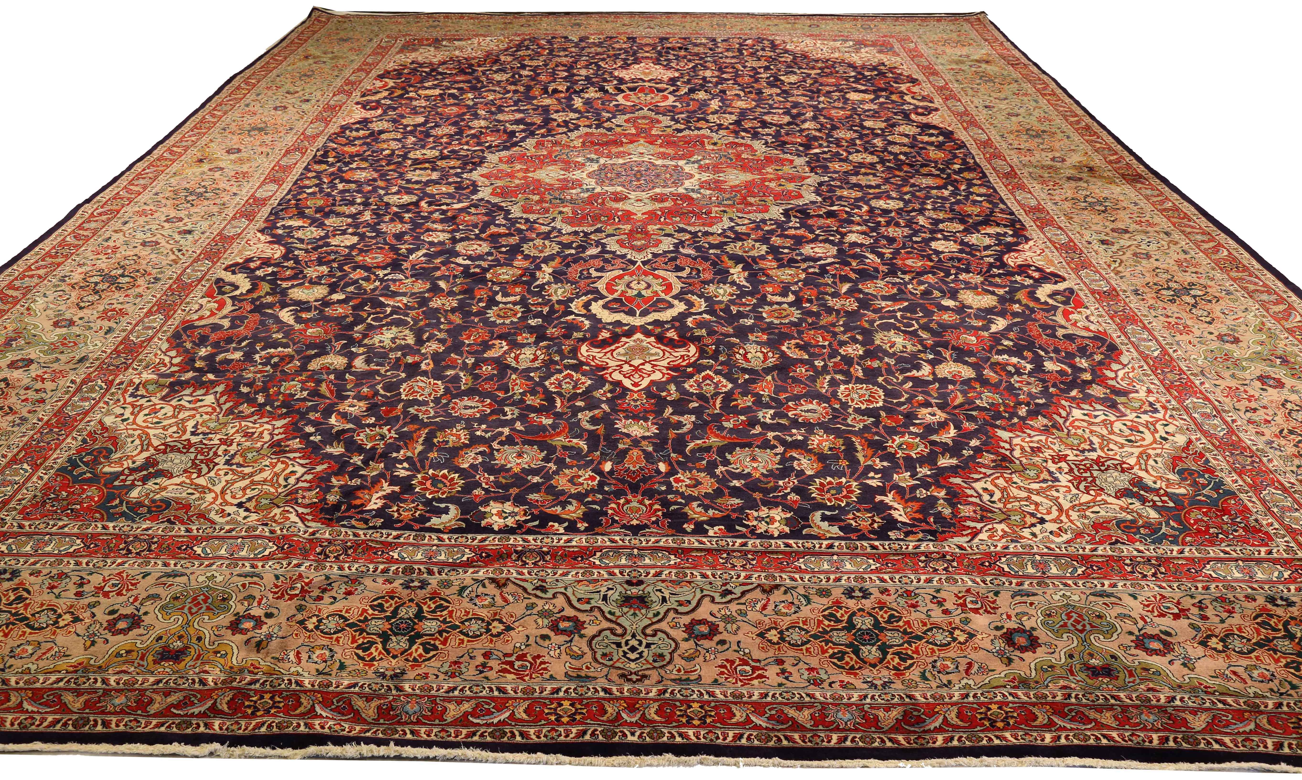 Thumbnail 2 for Antique Persian Tabriz Traditional Rug 73975