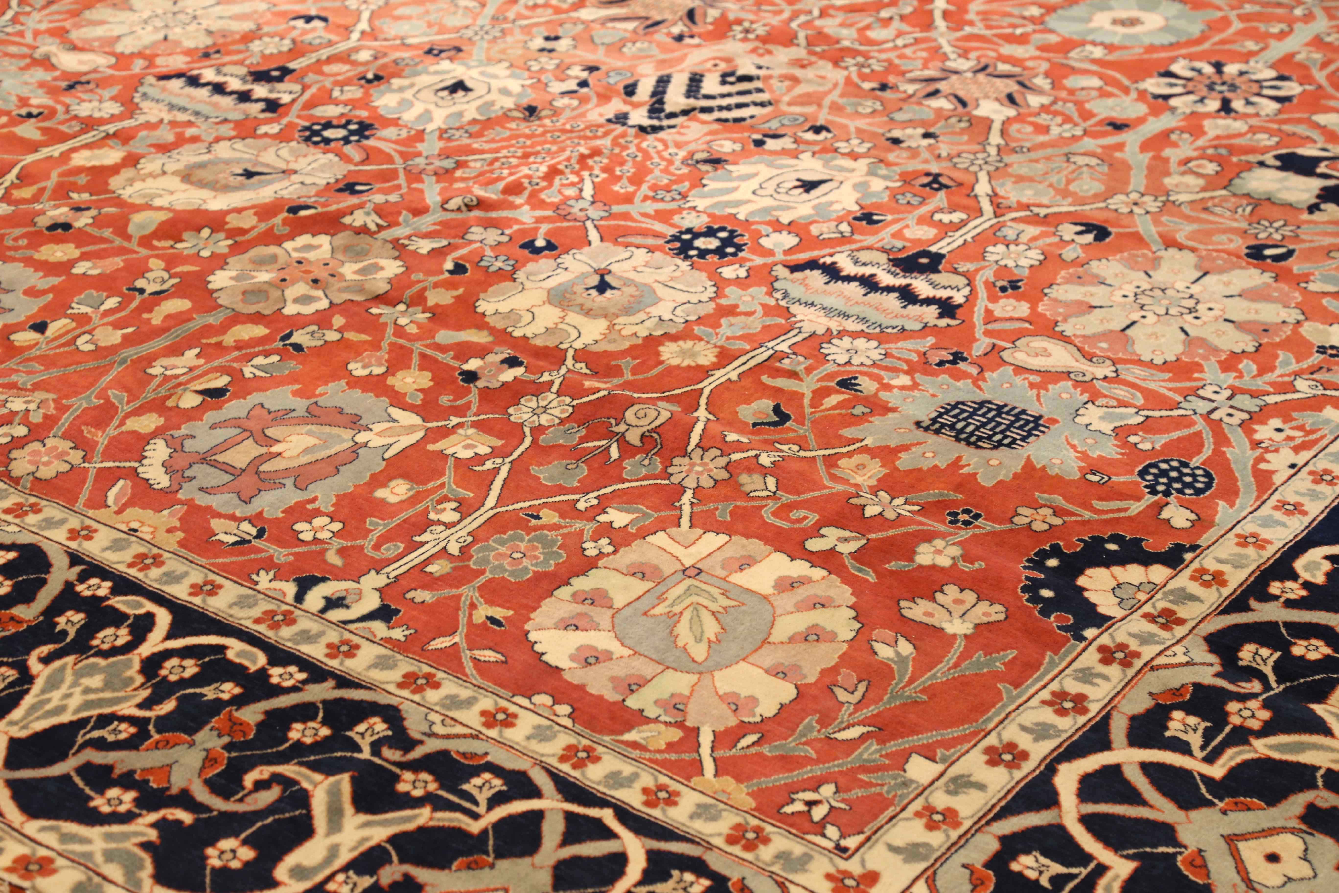 Thumbnail 4 for Antique Persian Tabriz Traditional Rug 74092