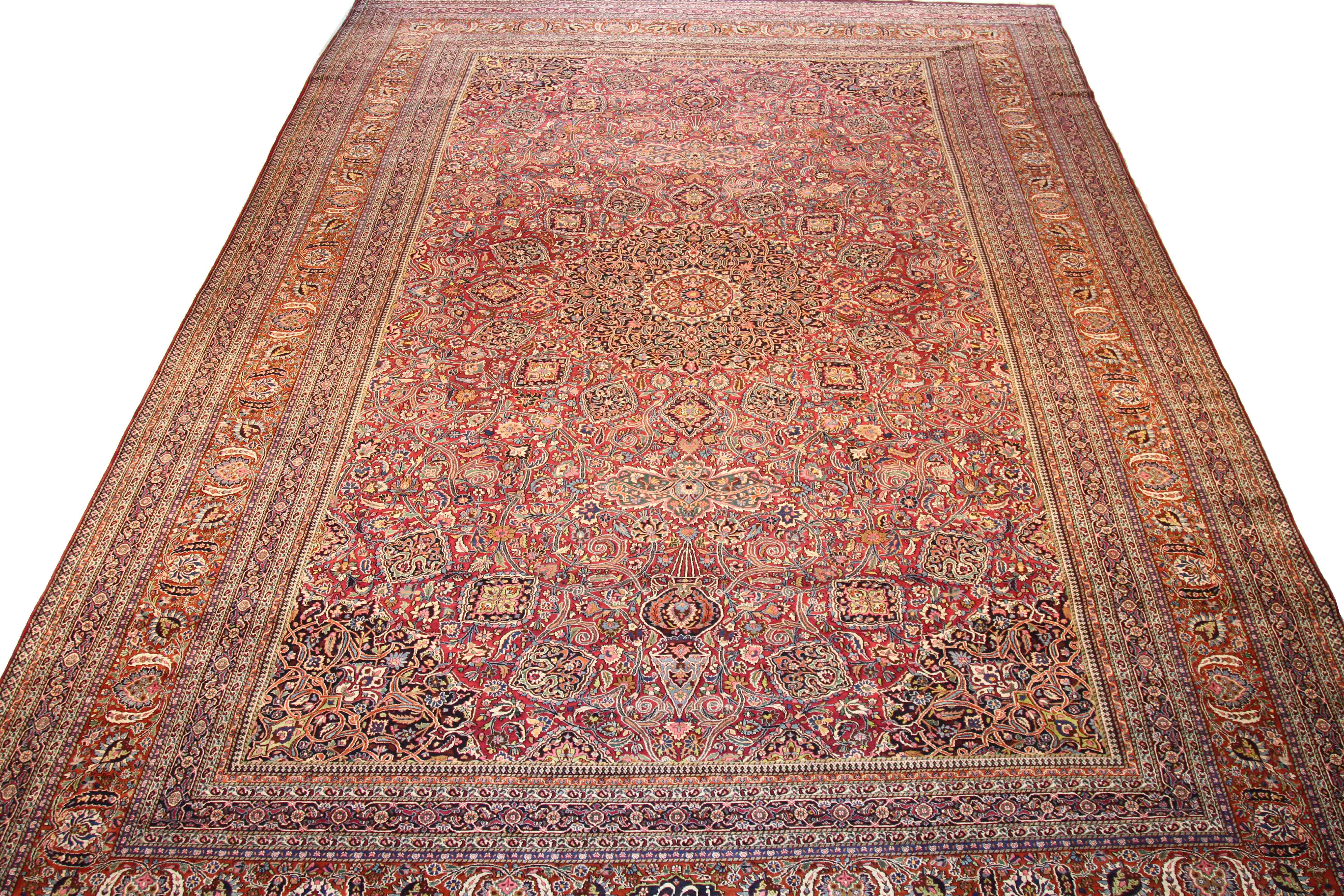 Thumbnail 3 for Antique Persian Mashad Traditional Rug 69536