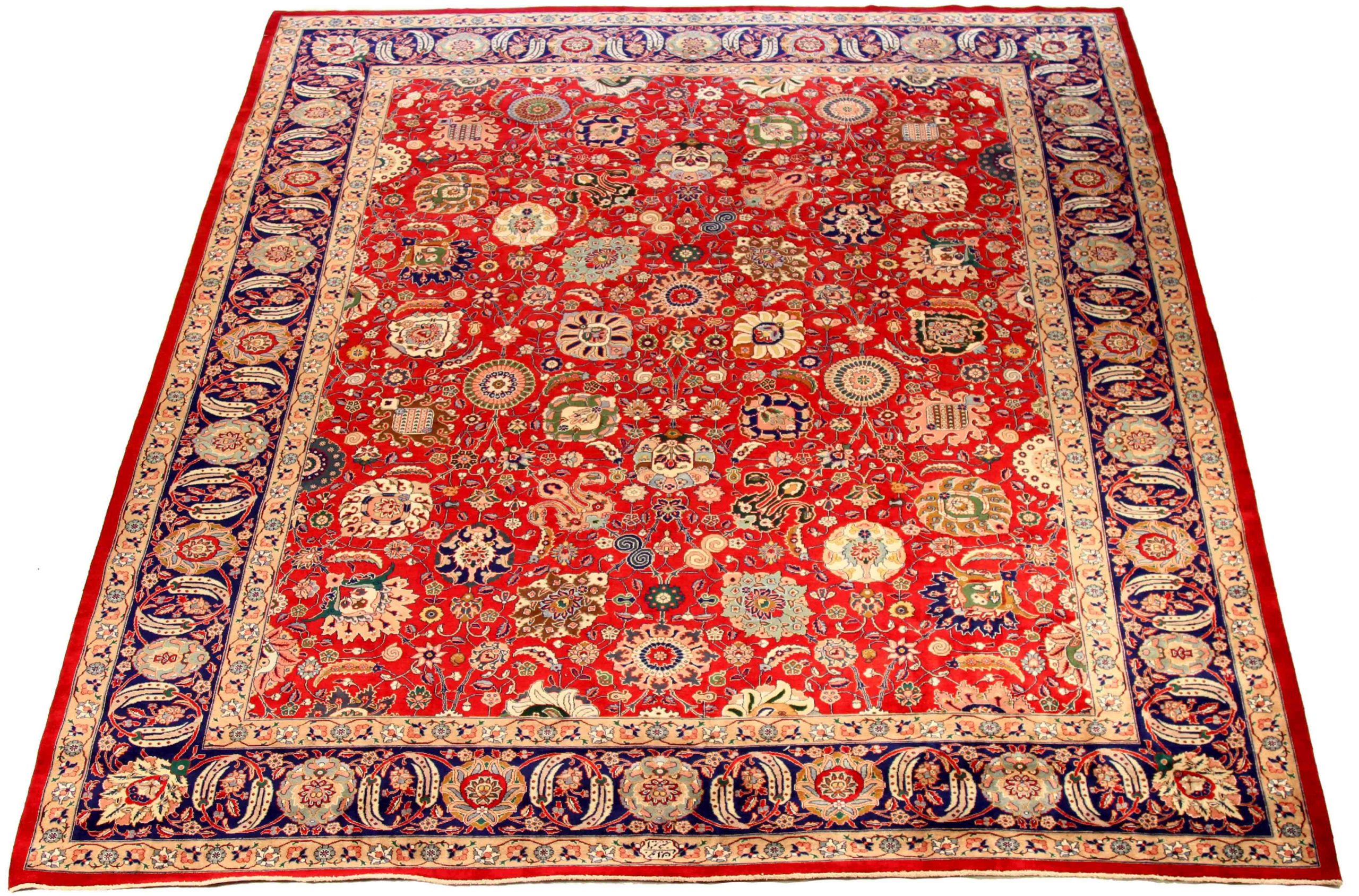 Thumbnail 3 for Antique Persian Tabriz Traditional Rug 70075