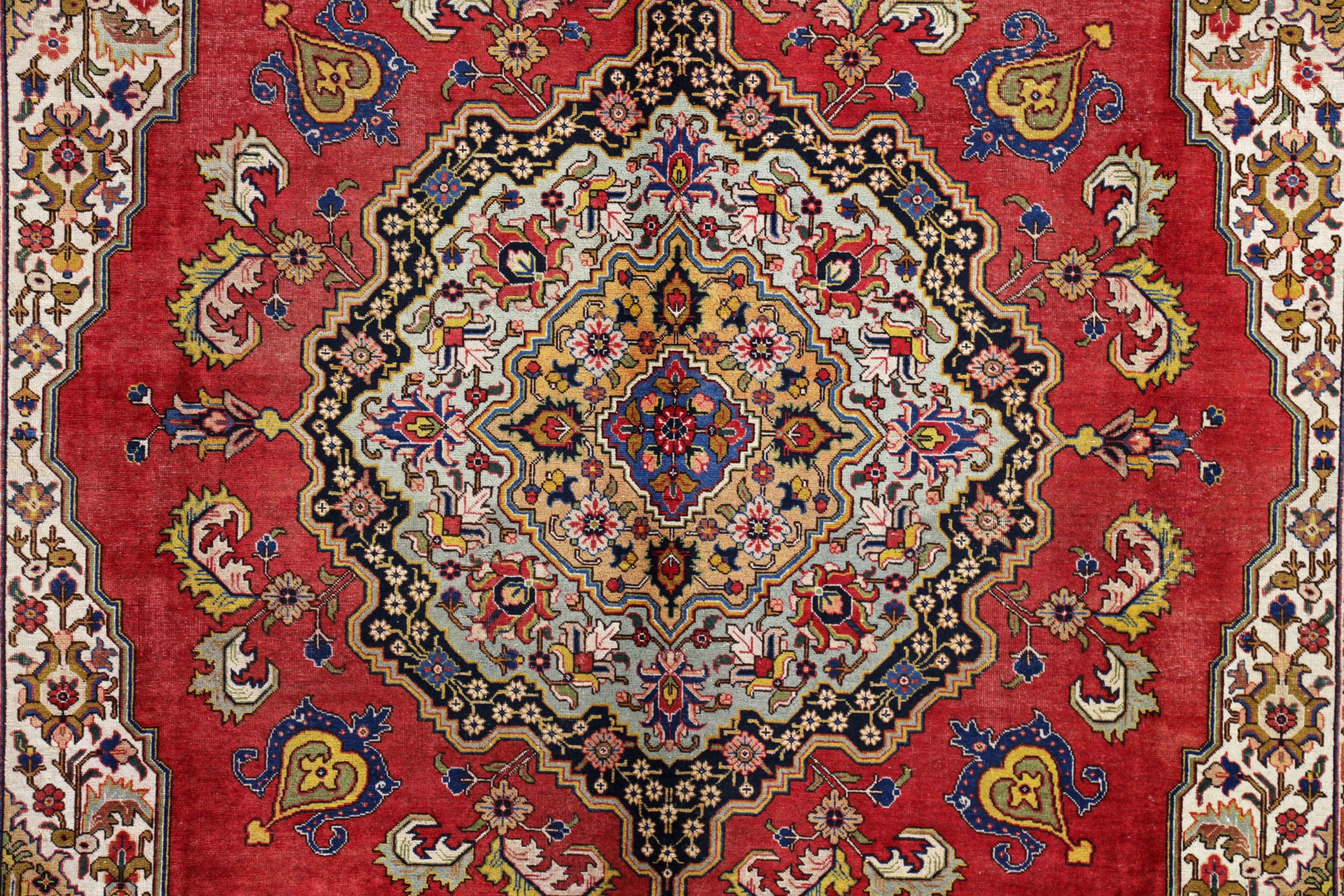 Thumbnail 5 for Antique Persian Tabriz Traditional Rug 91436