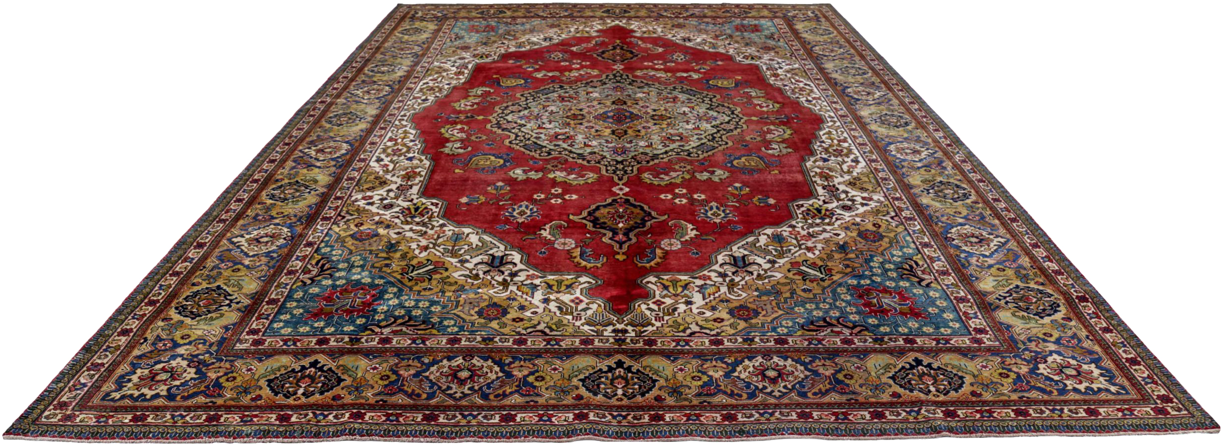 Thumbnail 3 for Antique Persian Tabriz Traditional Rug 91436