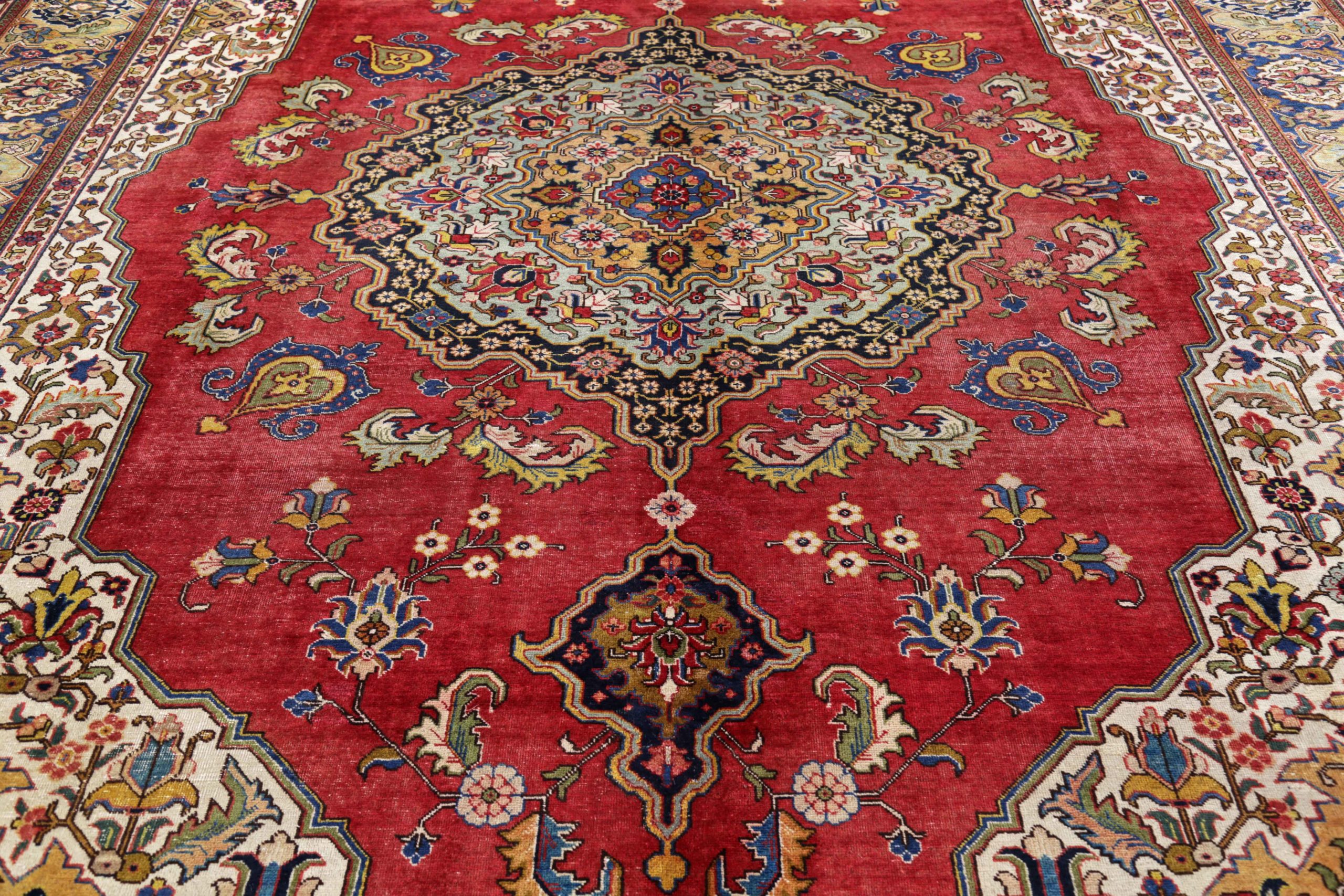 Thumbnail 8 for Antique Persian Tabriz Traditional Rug 91436
