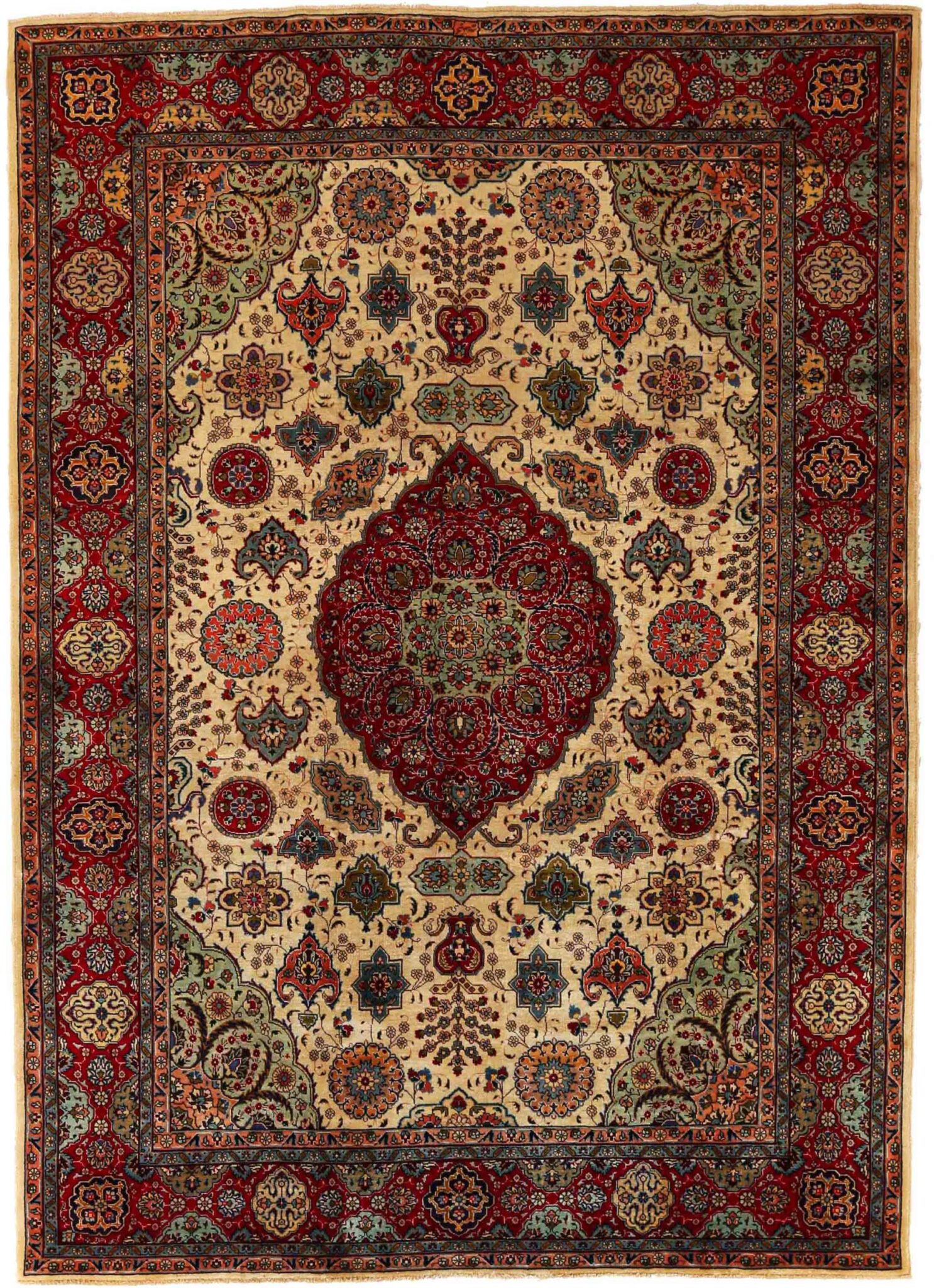 Thumbnail 4 for Antique Persian Tabriz Traditional Rug 69916