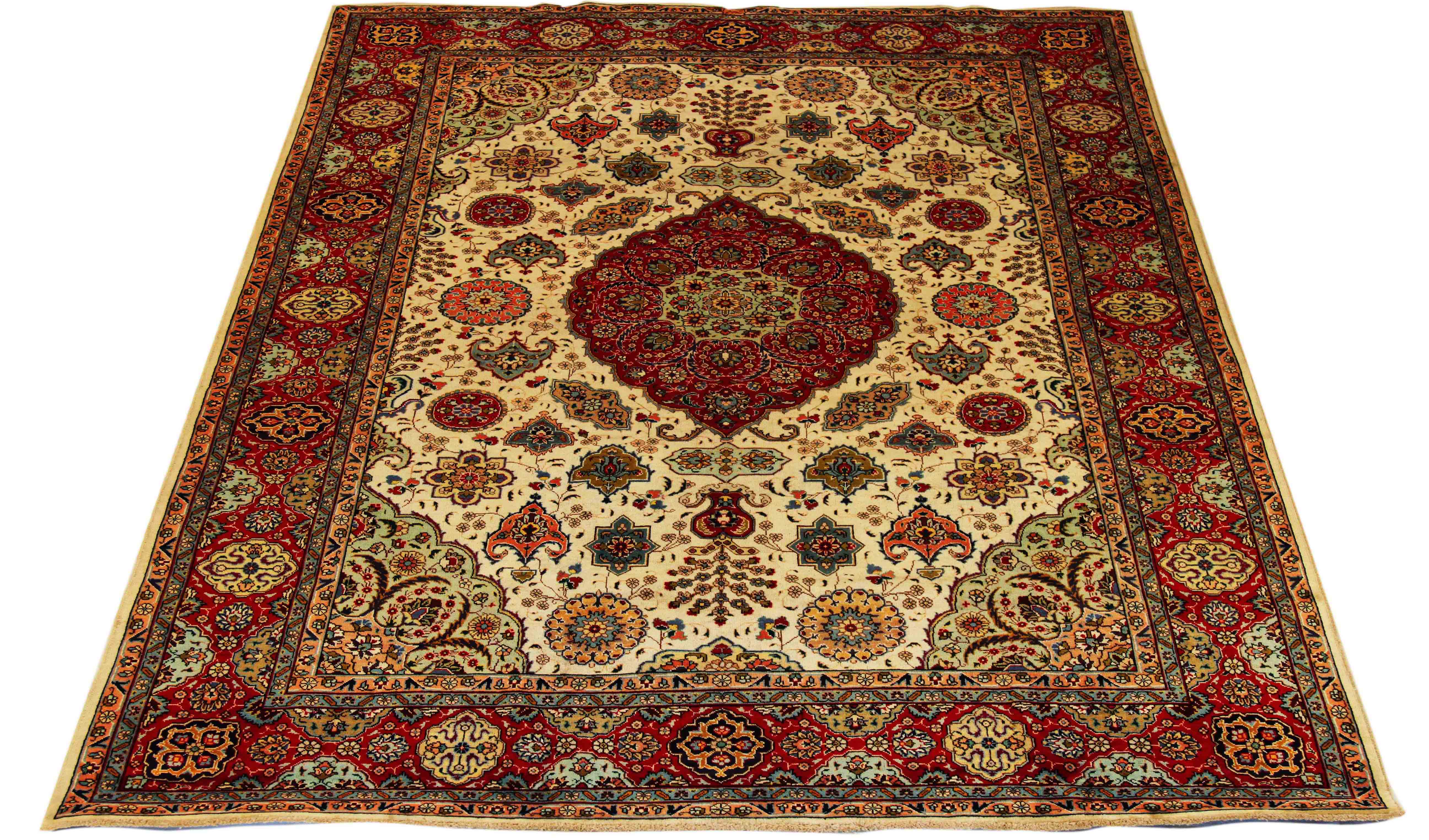 Thumbnail 2 for Antique Persian Tabriz Traditional Rug 69916