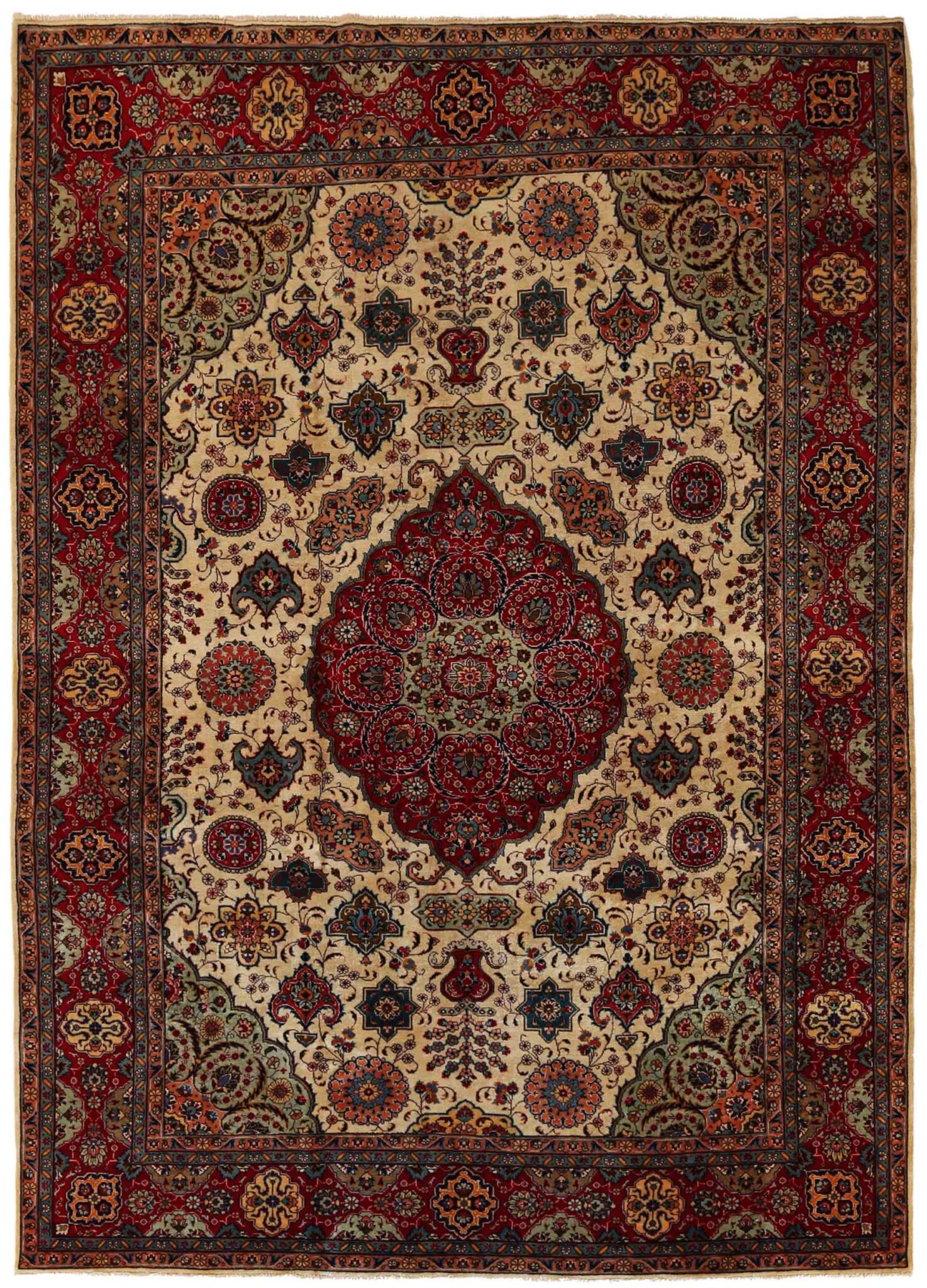 Thumbnail 4 for Antique Persian Tabriz Traditional Rug 69917