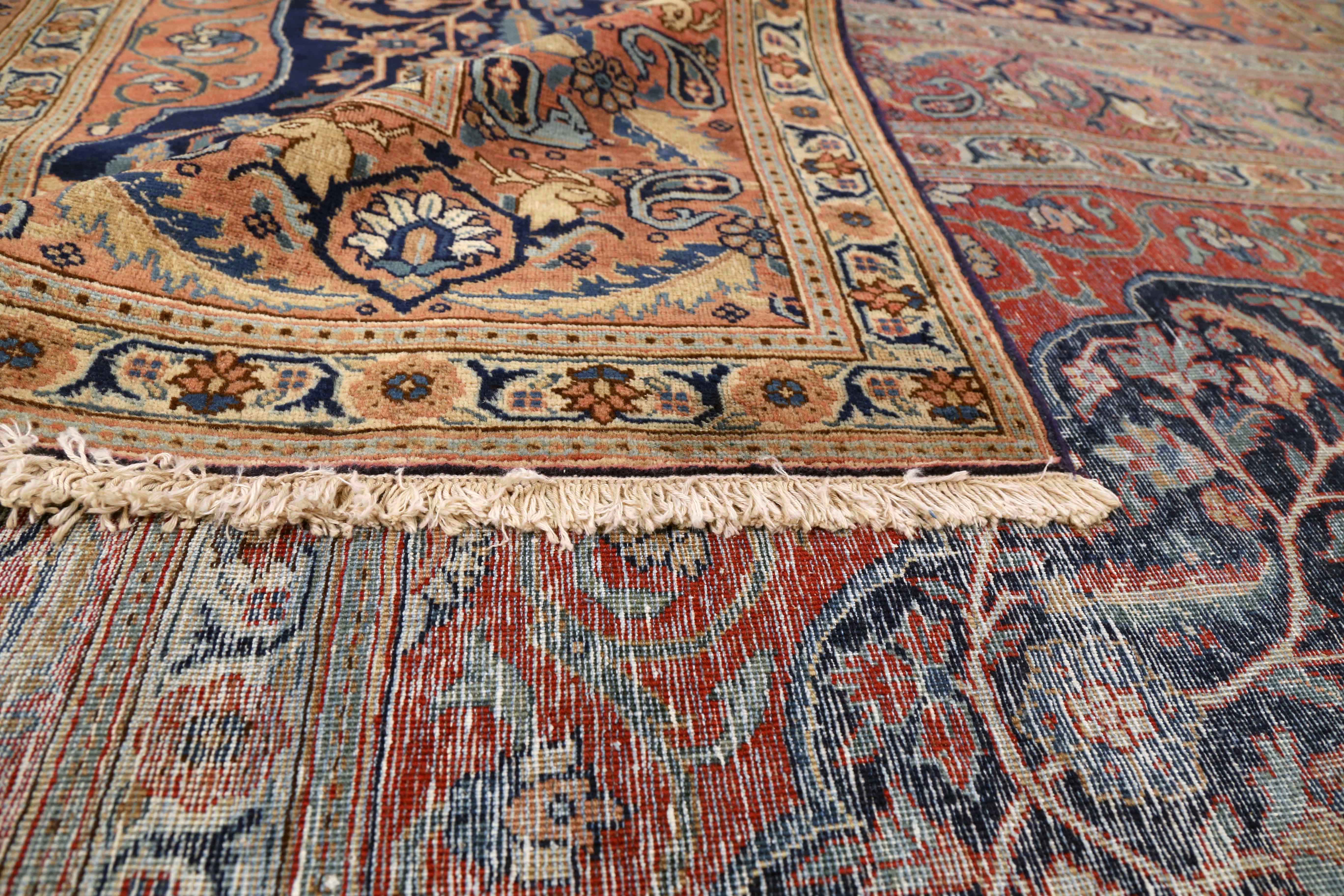 Thumbnail 4 for Antique Persian Tabriz Traditional Rug 75138