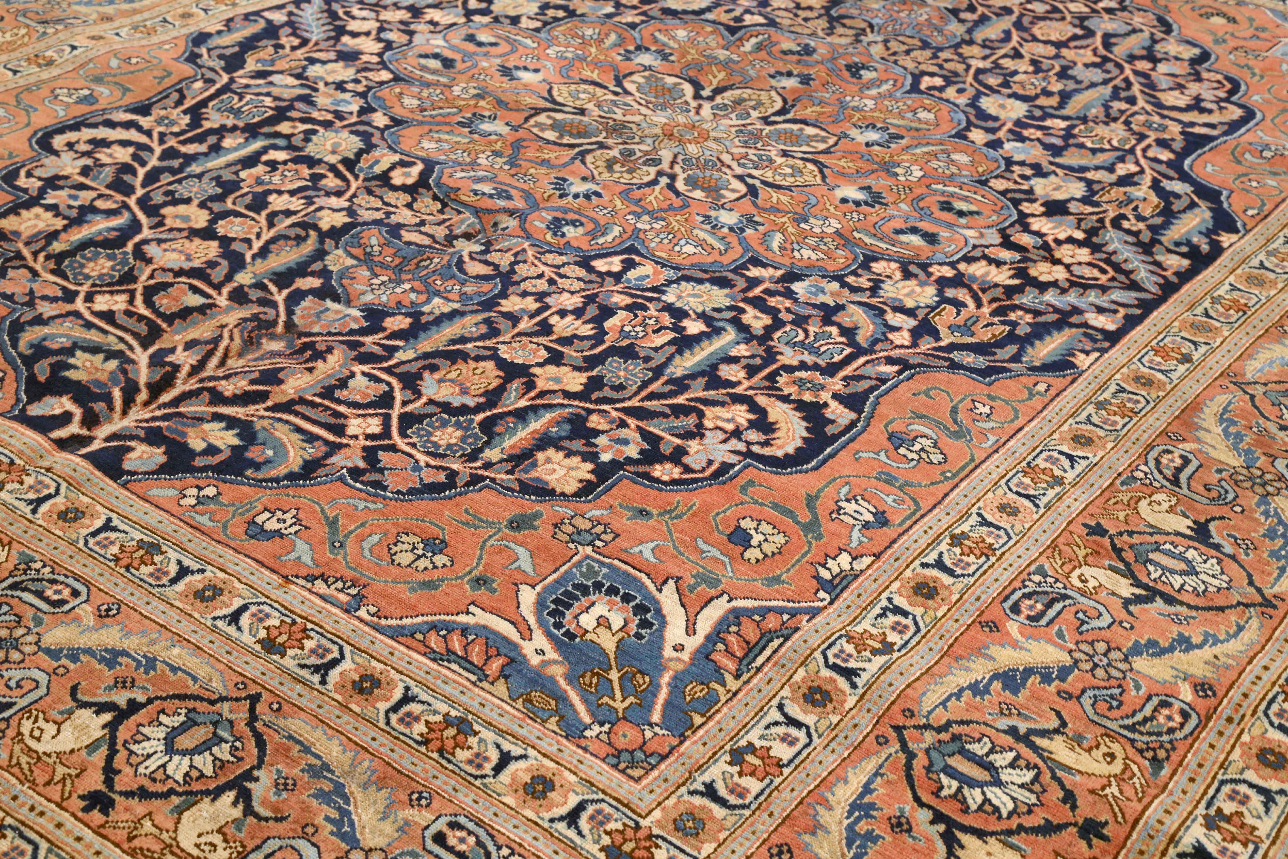 Thumbnail 3 for Antique Persian Tabriz Traditional Rug 75138