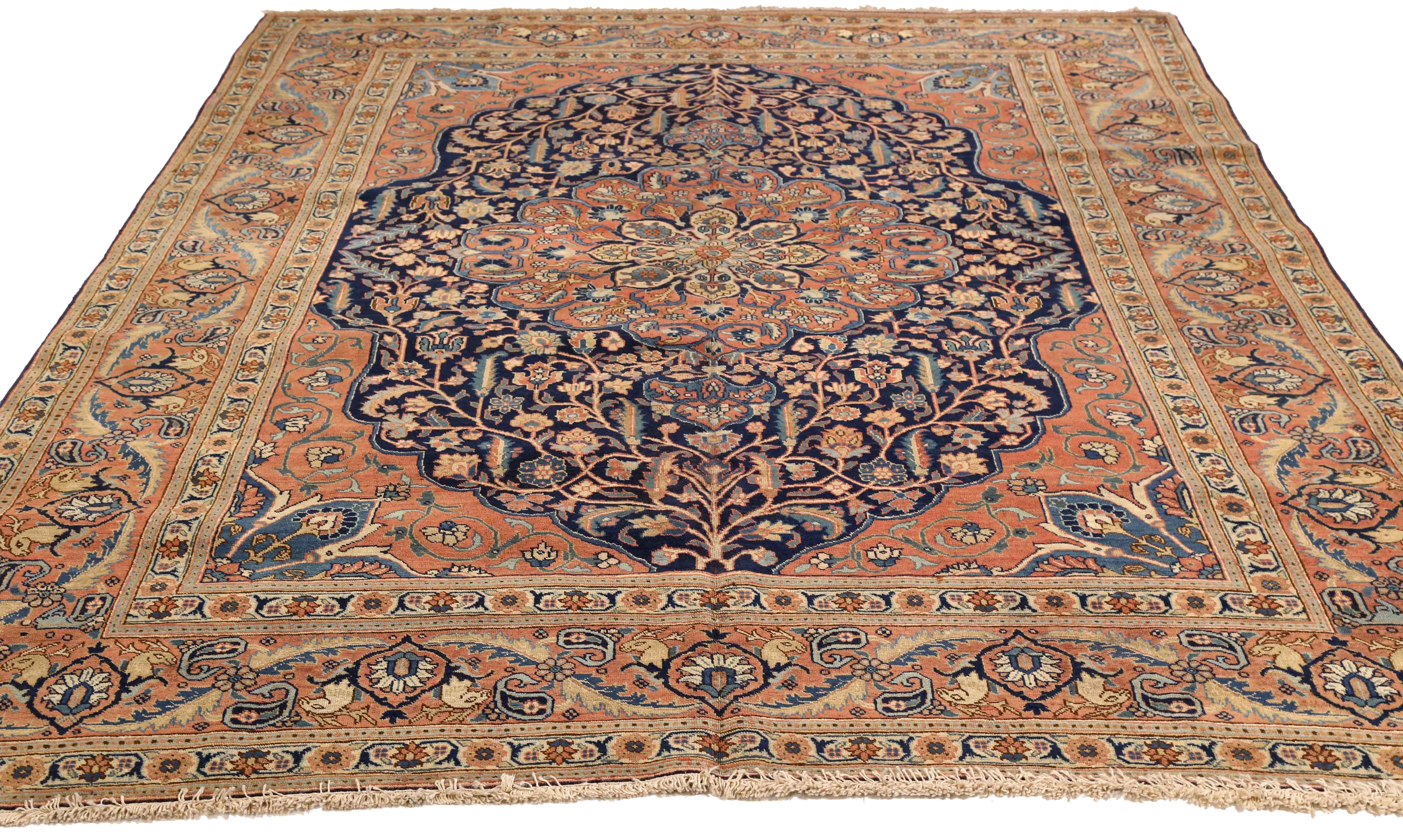 Thumbnail 2 for Antique Persian Tabriz Traditional Rug 75138