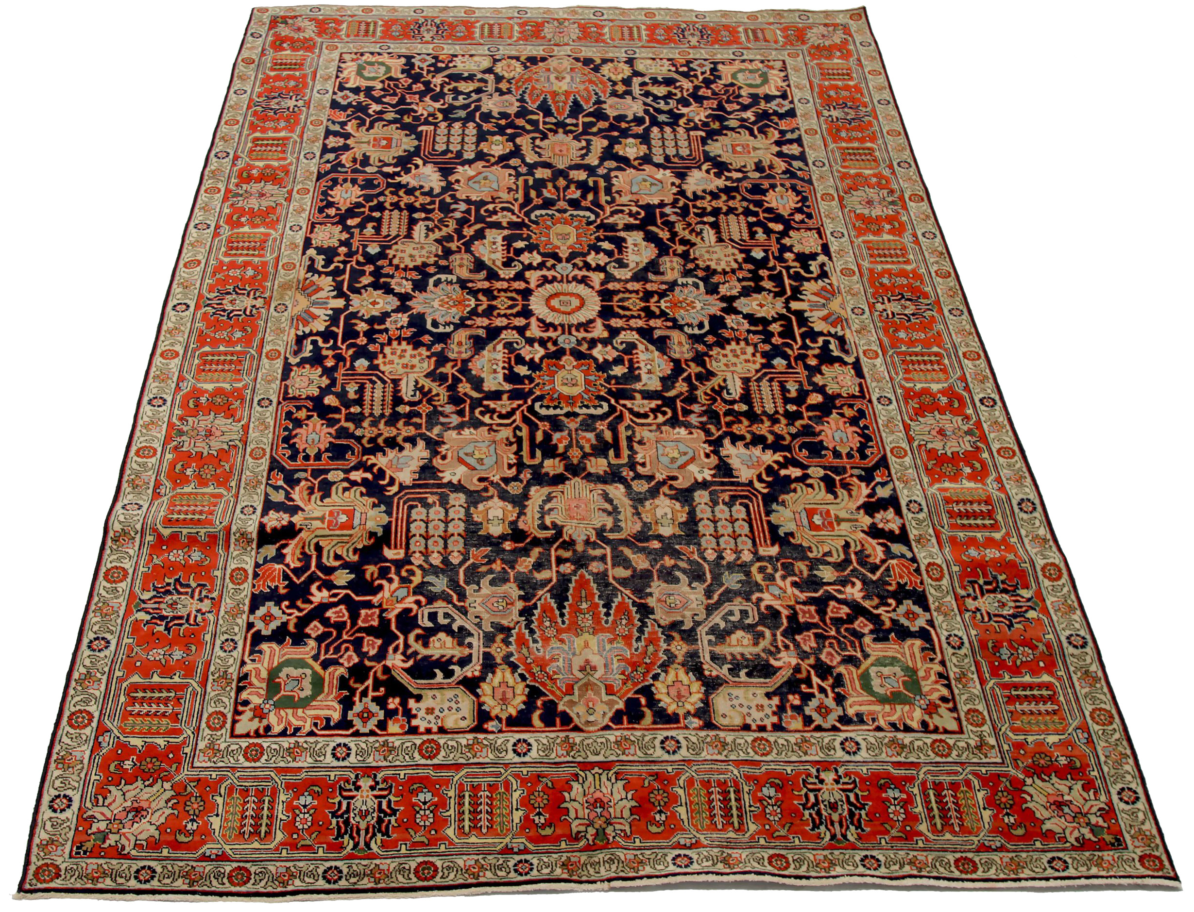 Thumbnail 2 for Antique Persian Tabriz Traditional Rug 88808