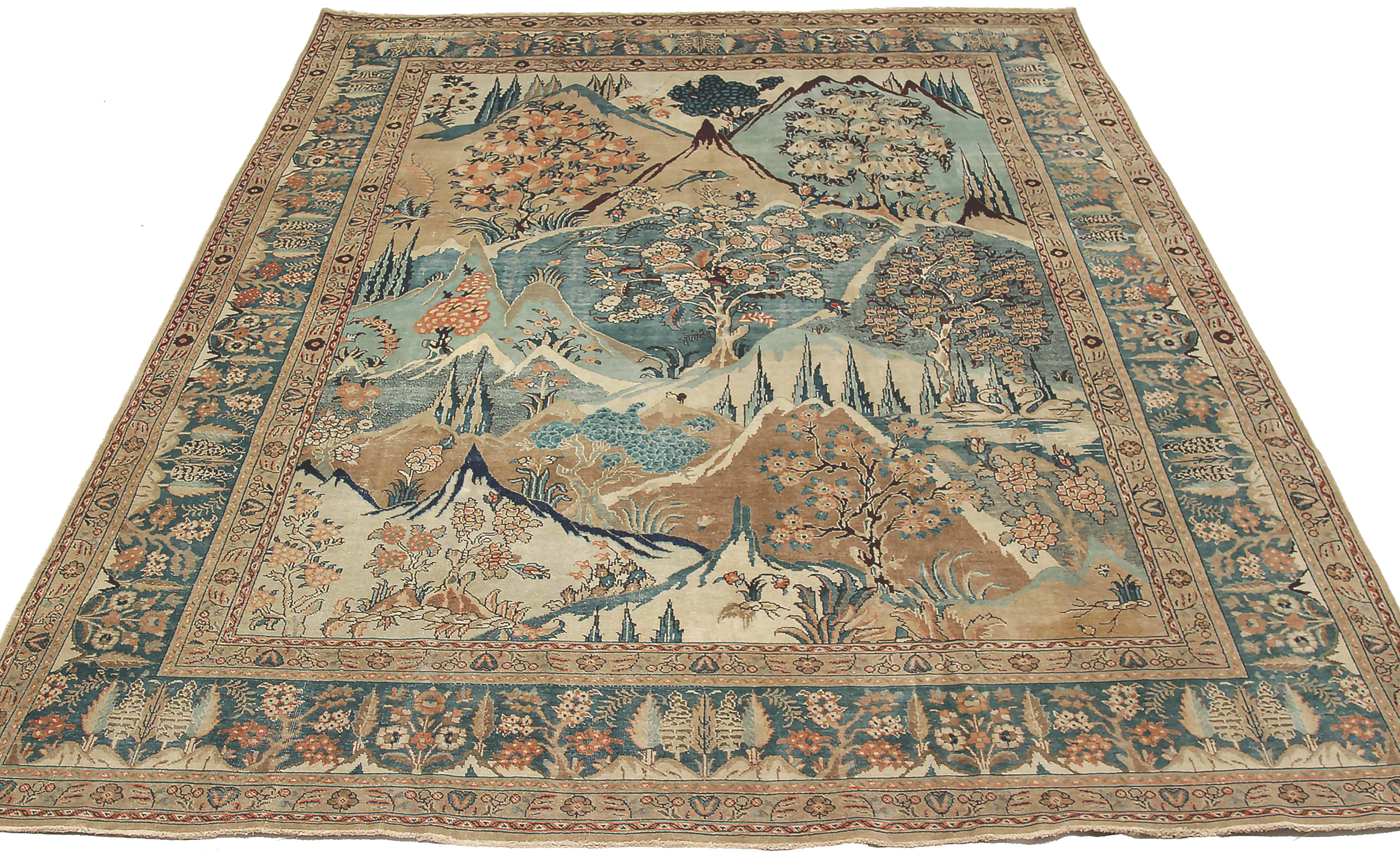 Thumbnail 2 for Antique Persian Tabriz Transitional Rug 88803