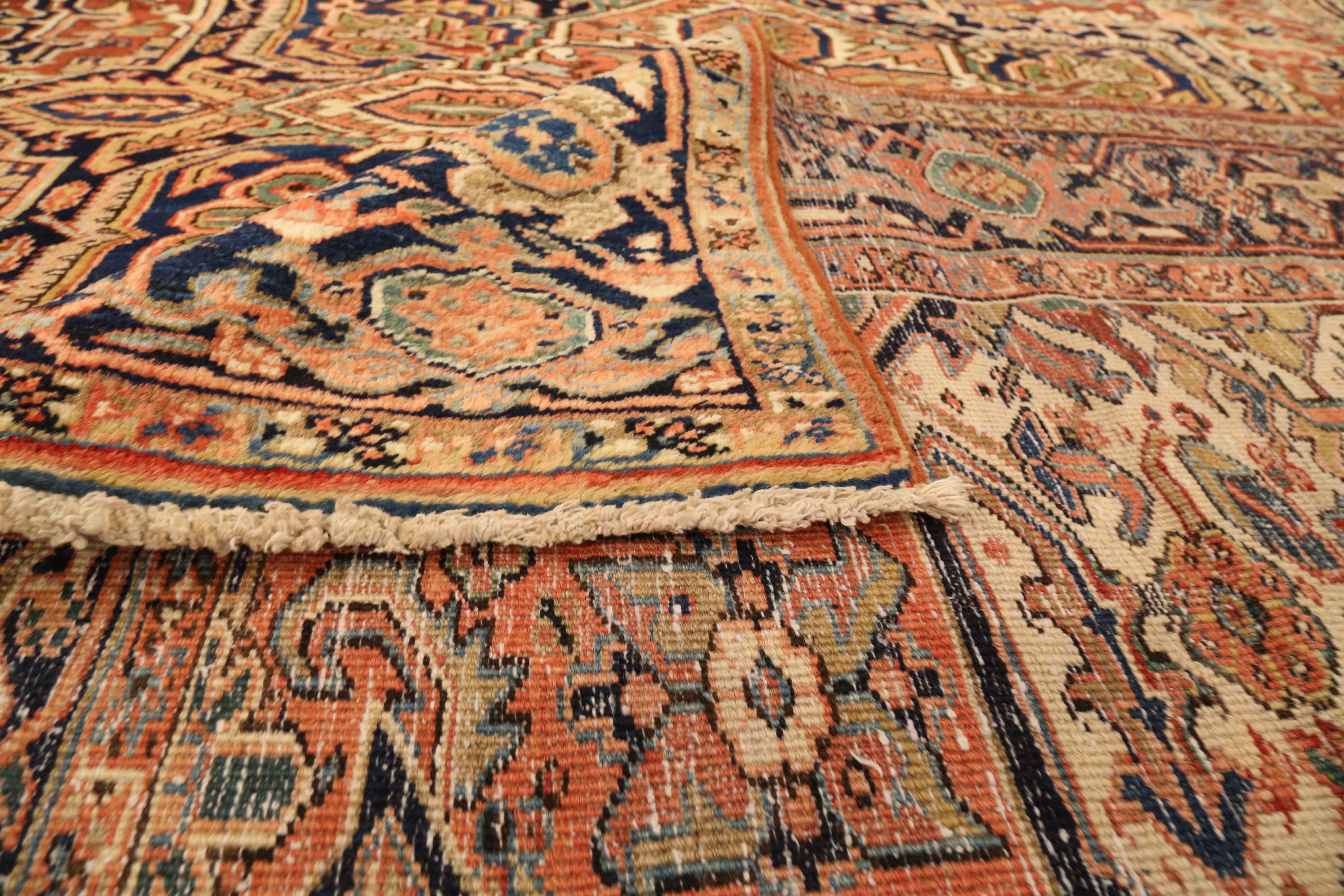 Thumbnail 4 for Antique Persian Heriz Traditional Rug 75217