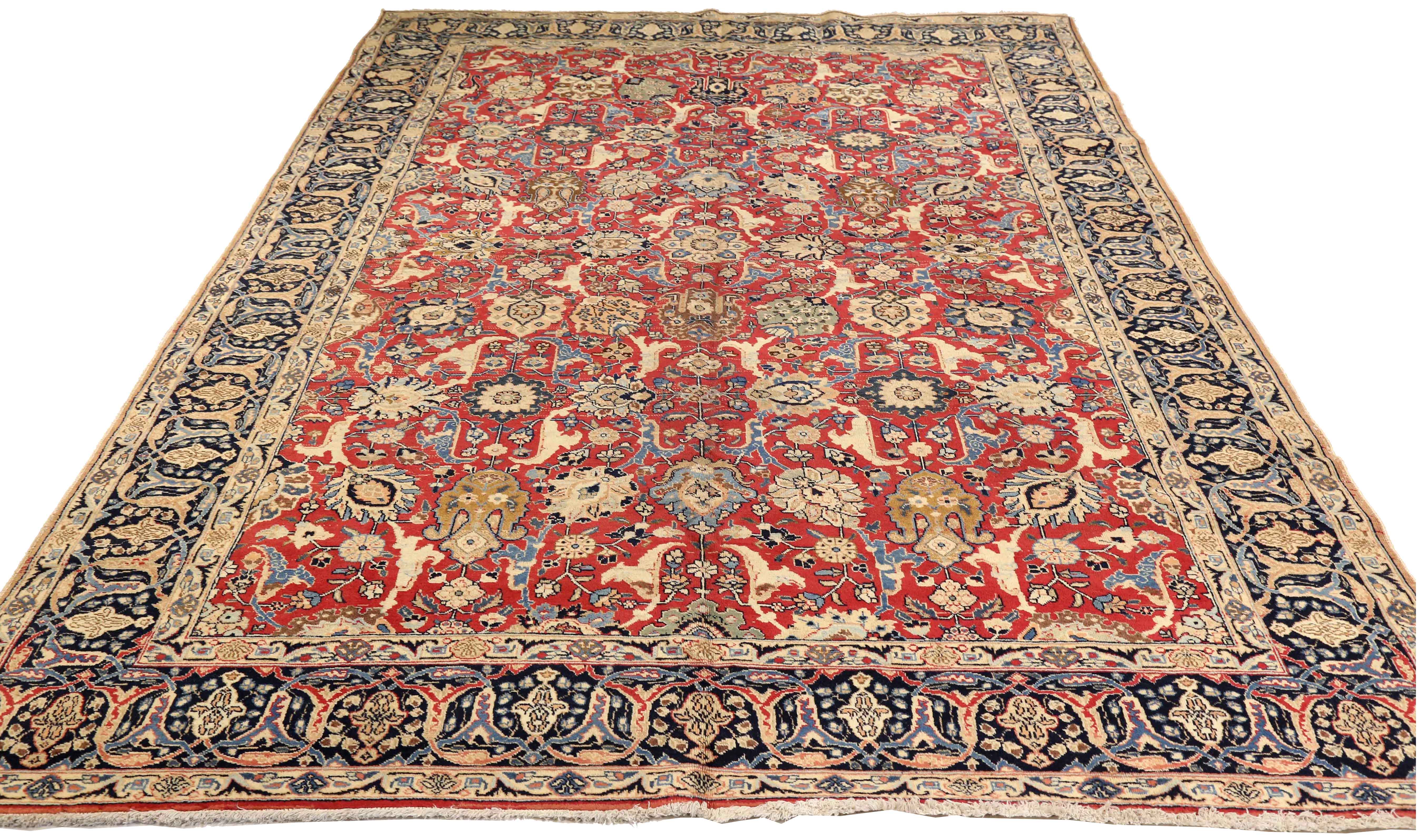 Thumbnail 2 for Antique Persian Tabriz Traditional Rug 75211