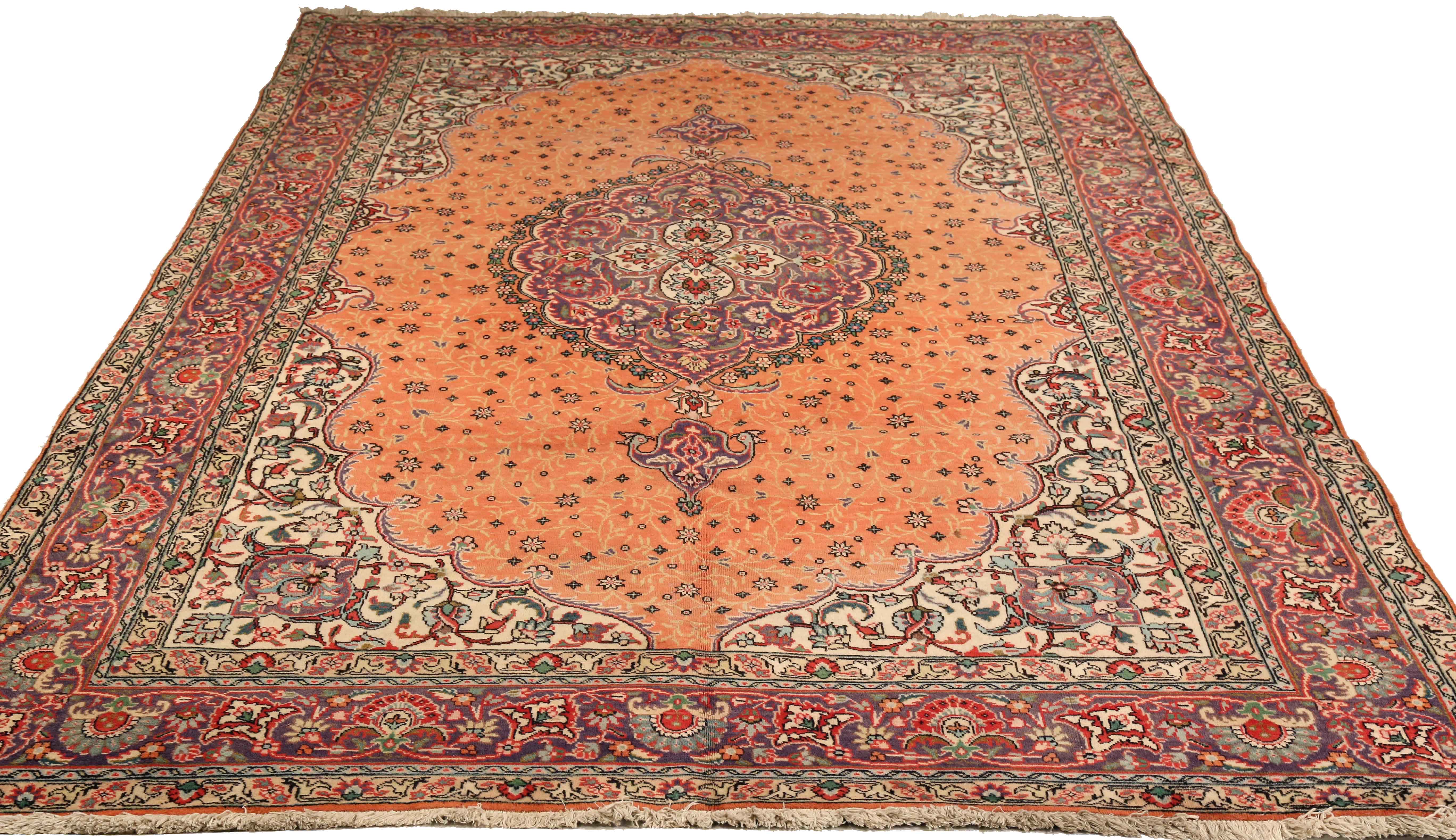 Thumbnail 2 for Antique Persian Tabriz Traditional Rug 75293