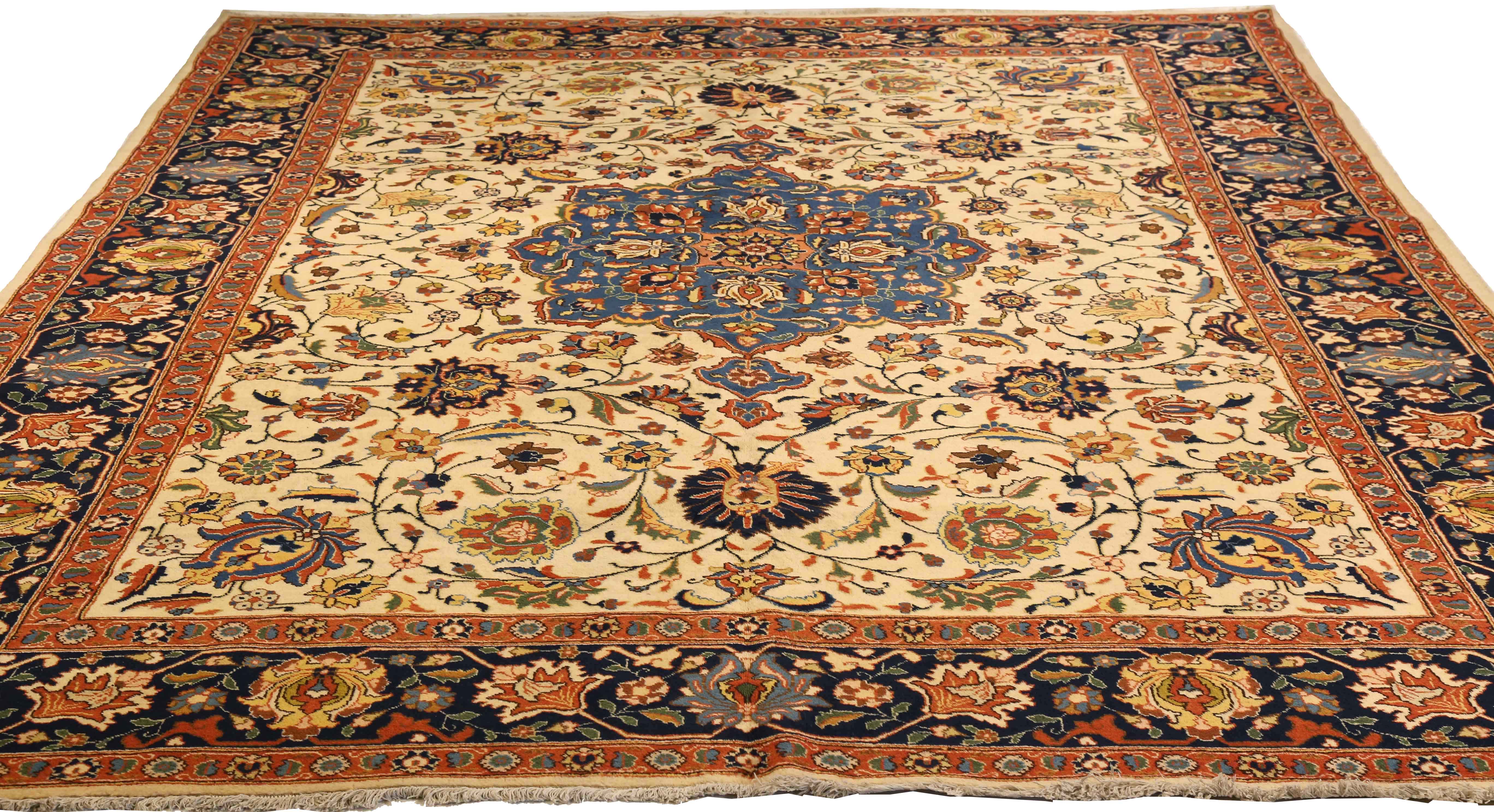 Thumbnail 2 for Antique Persian Tabriz Traditional Rug 75235