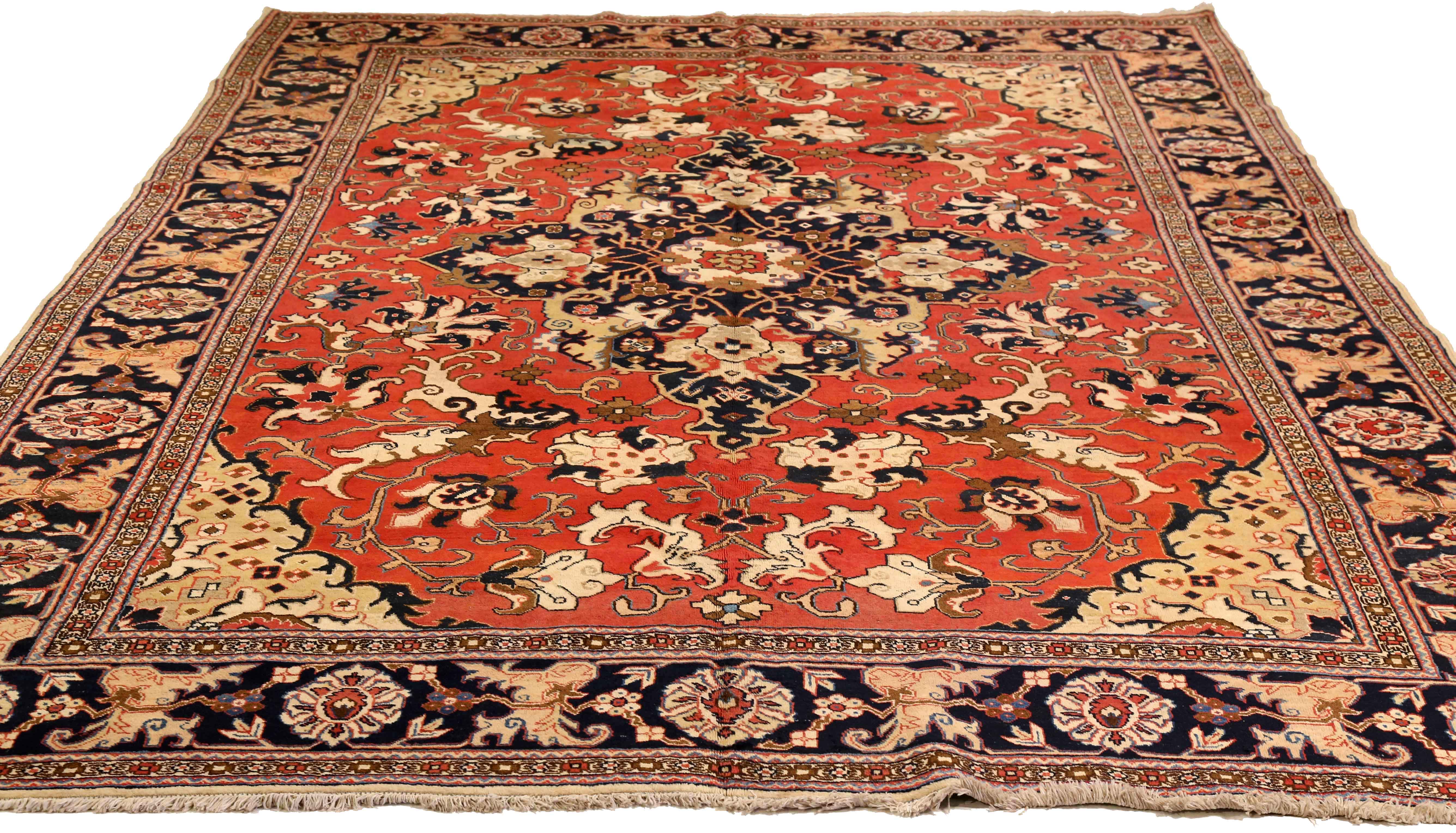 Thumbnail 3 for Antique Persian Tabriz Traditional Rug 75337