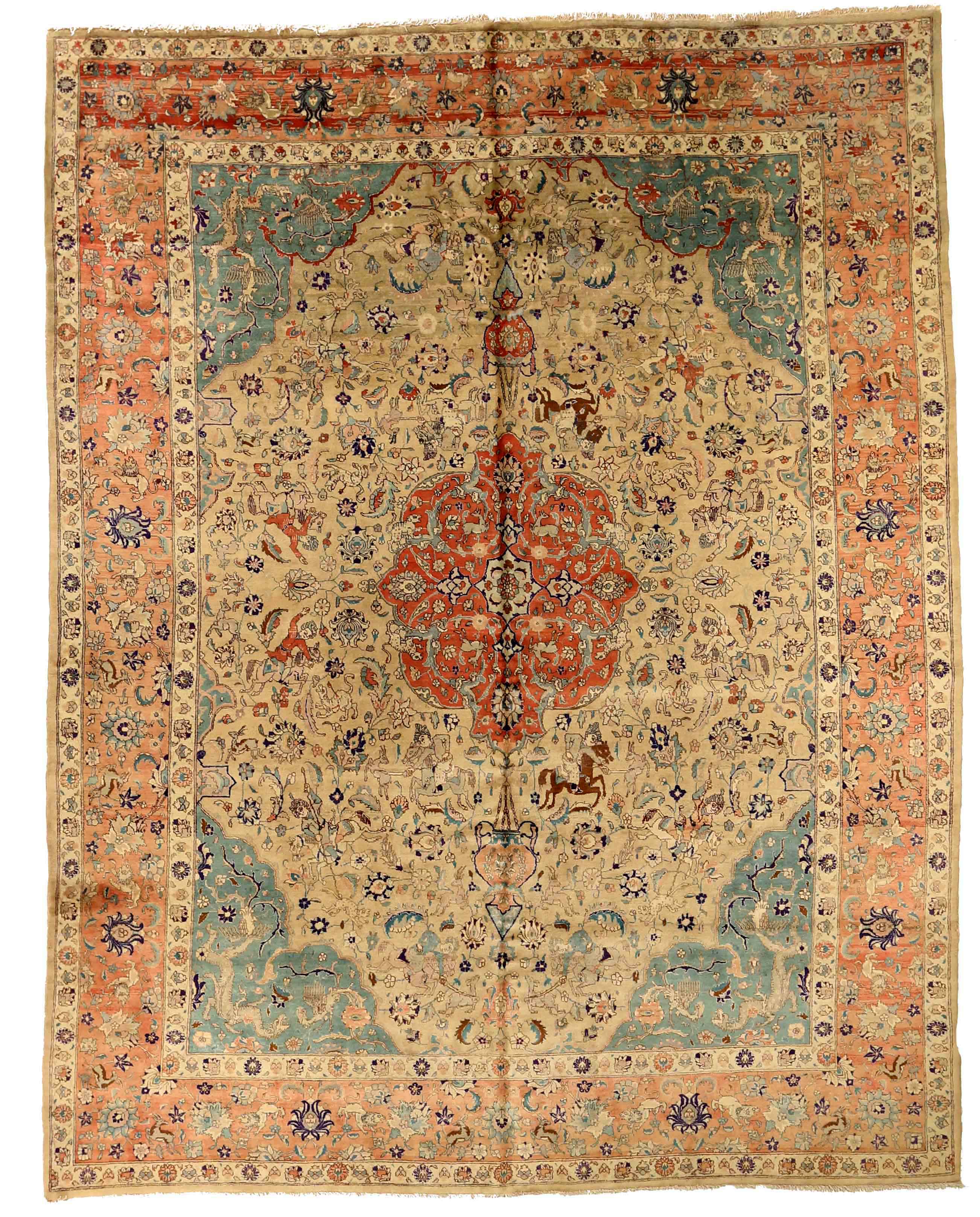 Thumbnail 6 for Antique Persian Tabriz Traditional Rug 75409