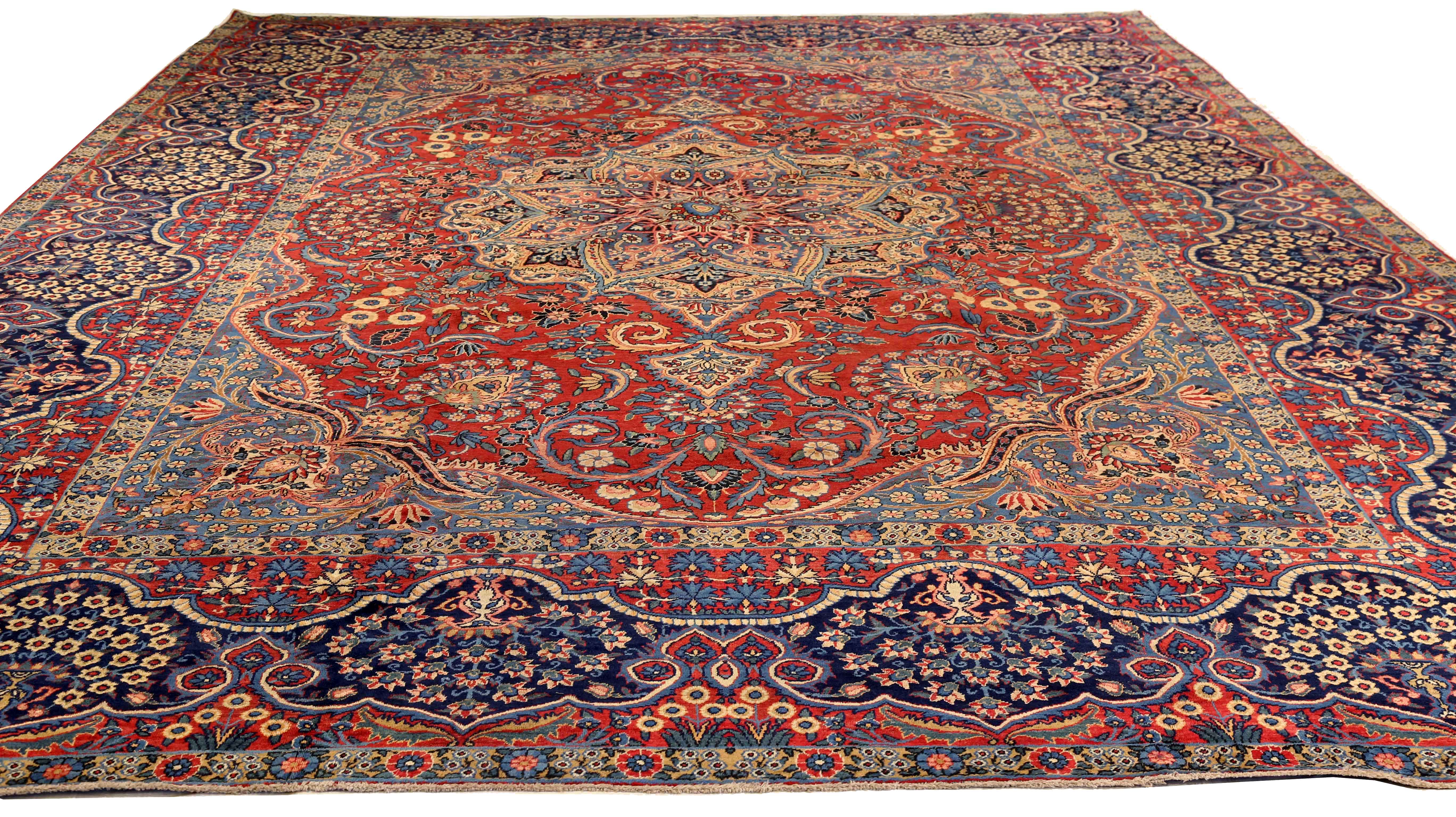 Thumbnail 2 for Antique Persian Yazd Traditional Rug 75352