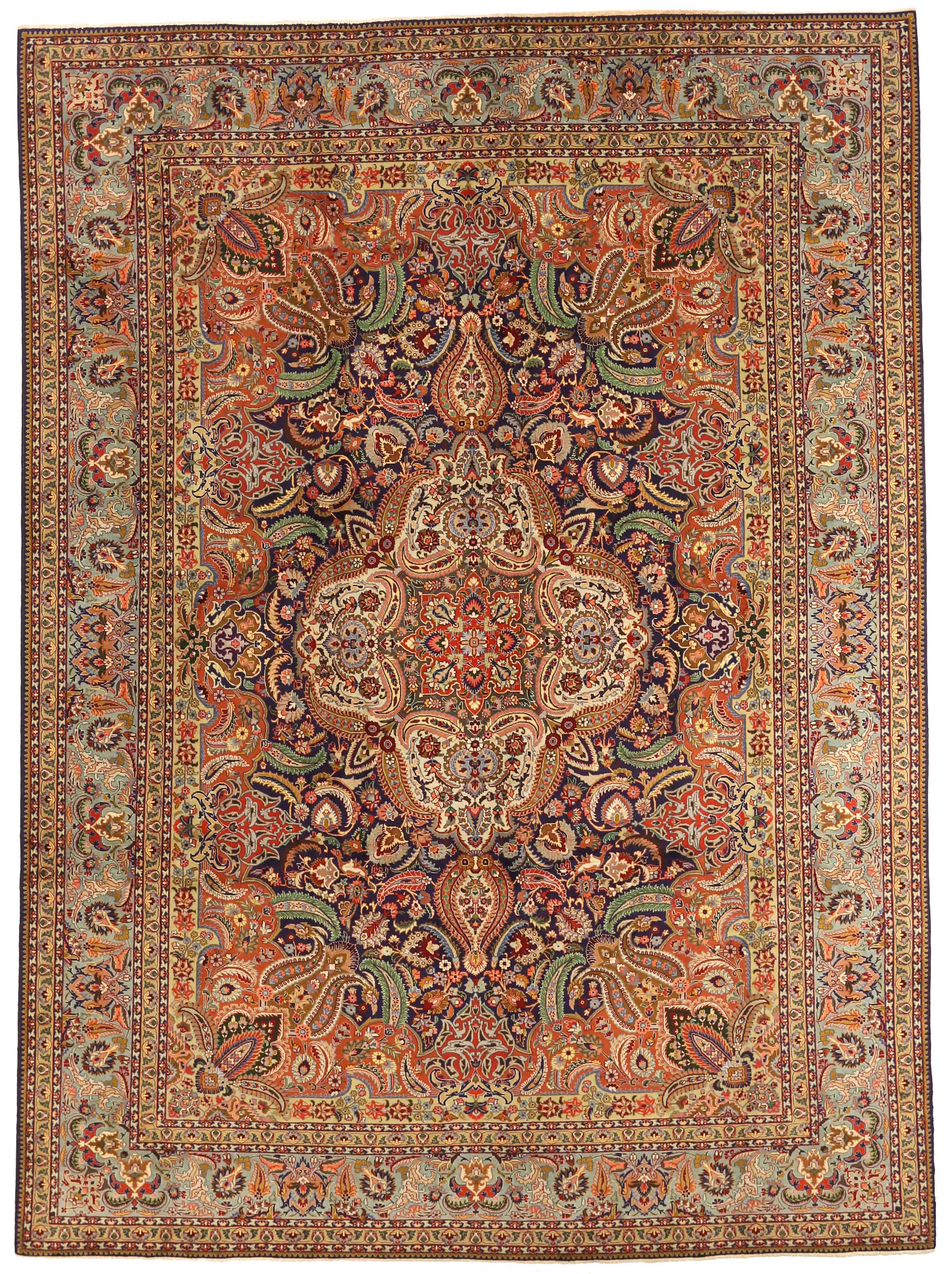 Thumbnail 3 for Antique Persian Tabriz Traditional Rug 75580