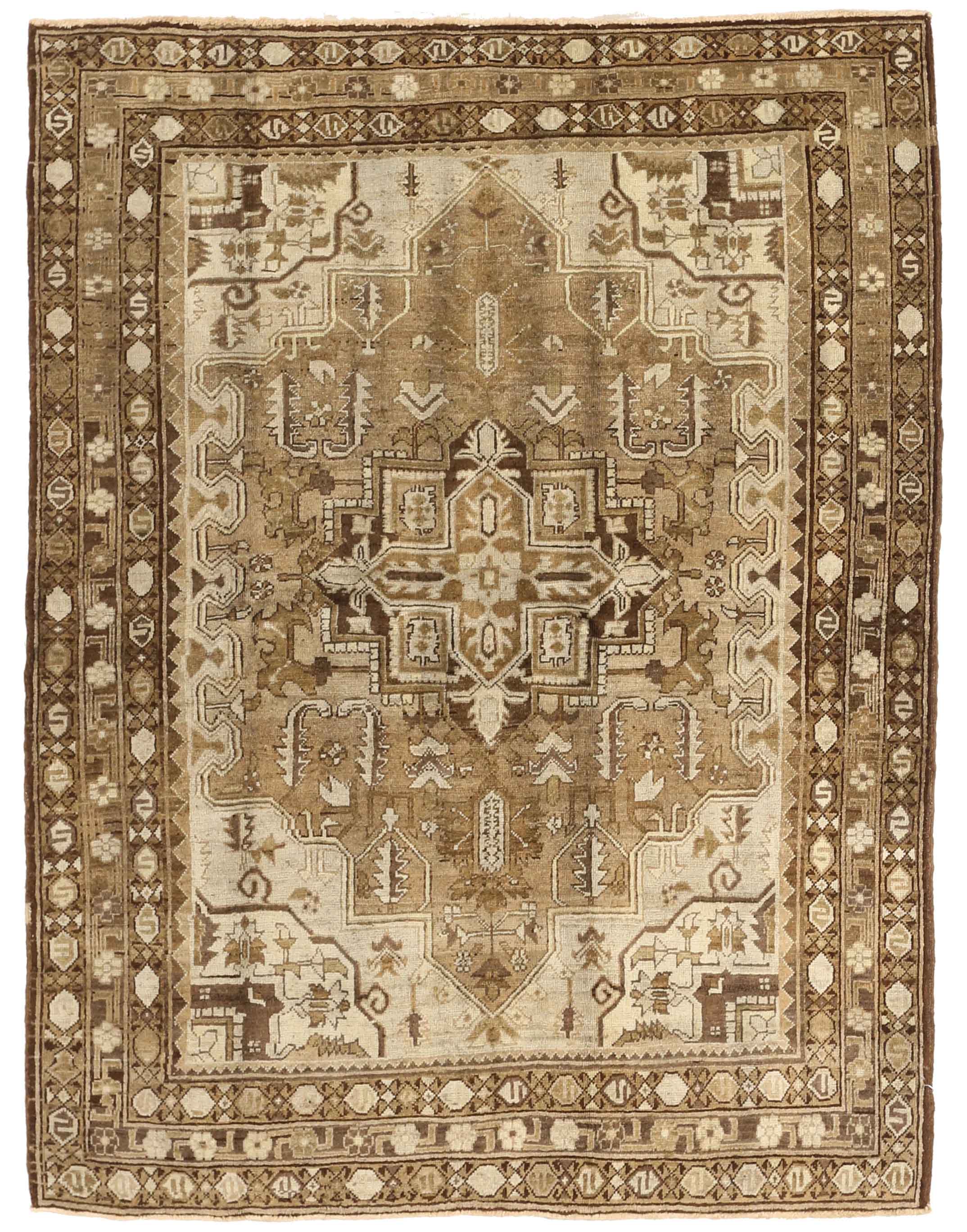 Thumbnail 4 for Antique Persian Heriz Traditional Rug 75697