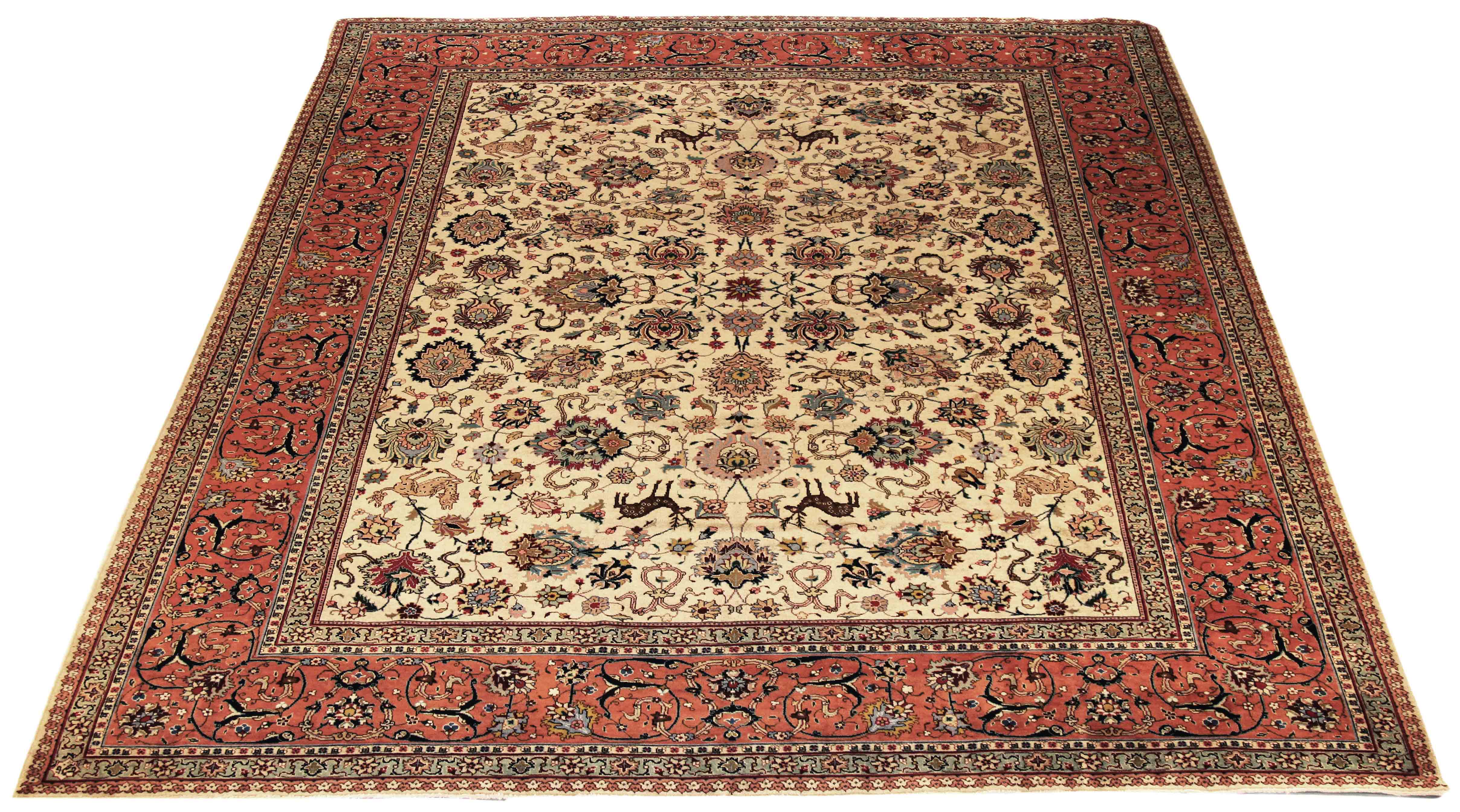 Thumbnail 6 for Antique Persian Tabriz Traditional Rug 69909