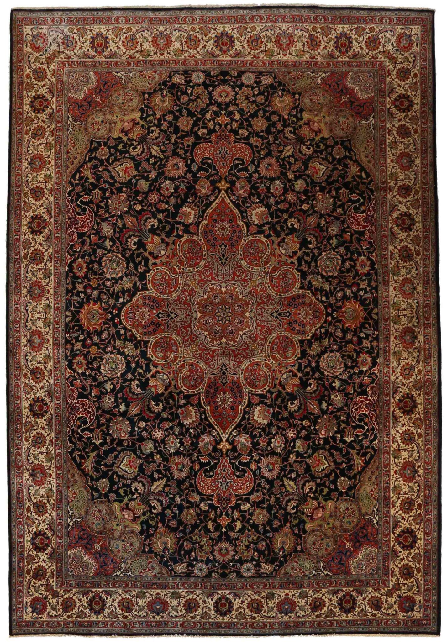 Thumbnail 4 for Antique Persian Tabriz Traditional Rug 69896