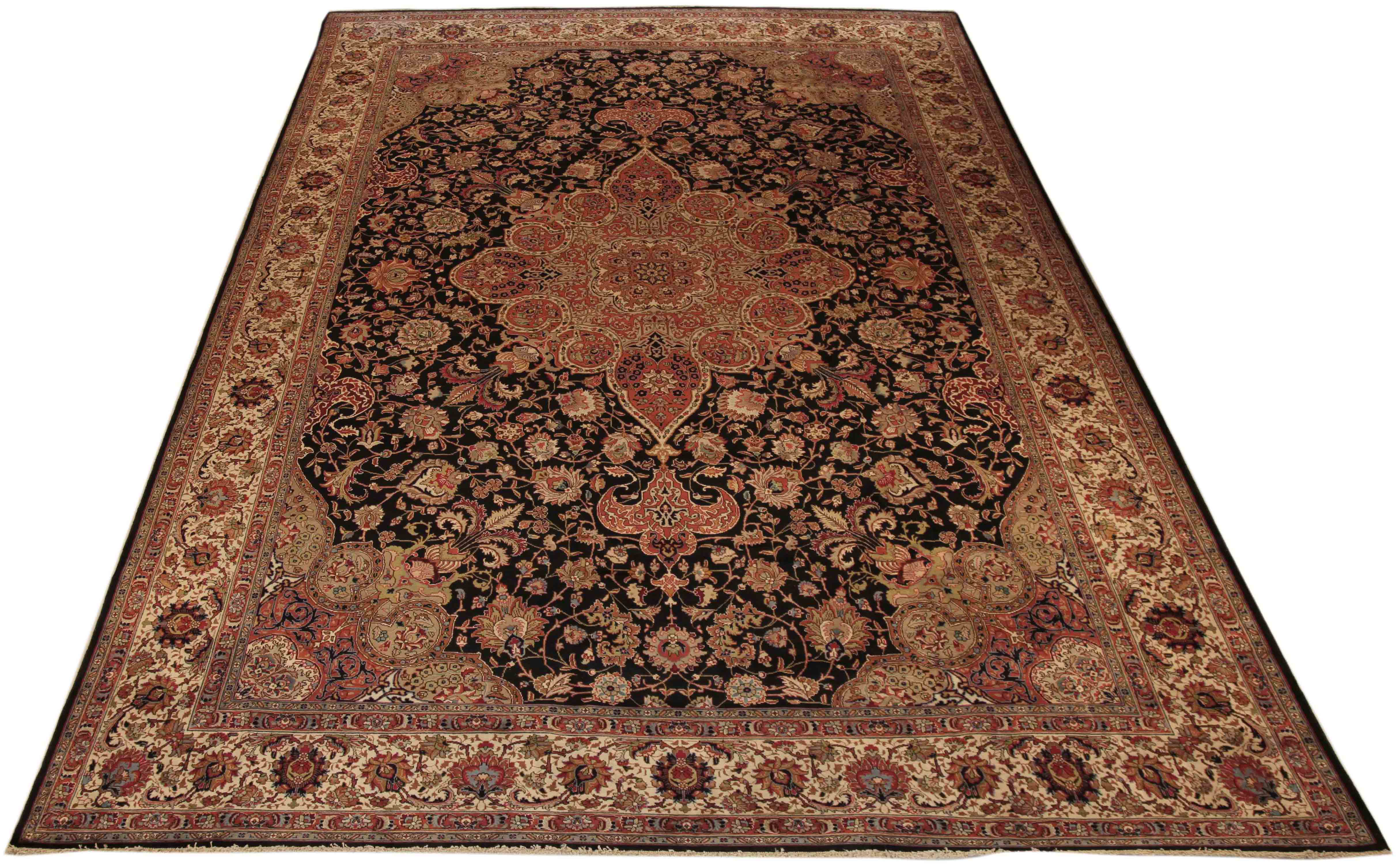 Thumbnail 3 for Antique Persian Tabriz Traditional Rug 69896