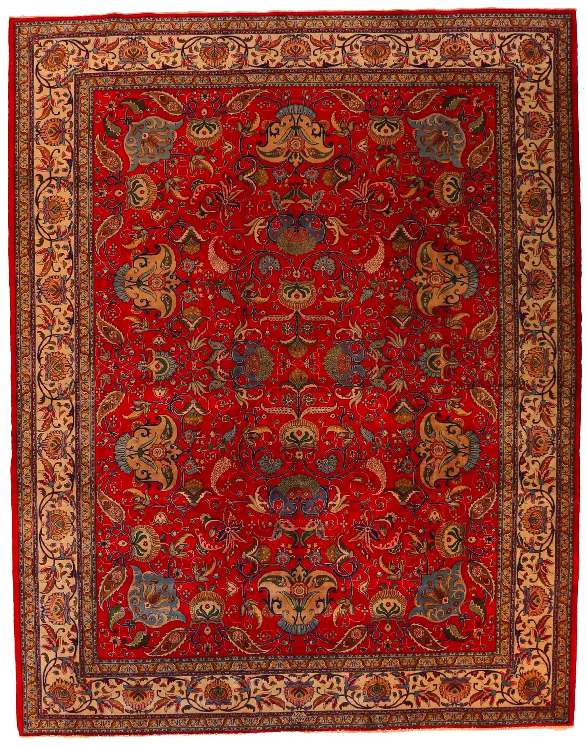 Thumbnail 3 for Antique Persian Tabriz Traditional Rug 69930