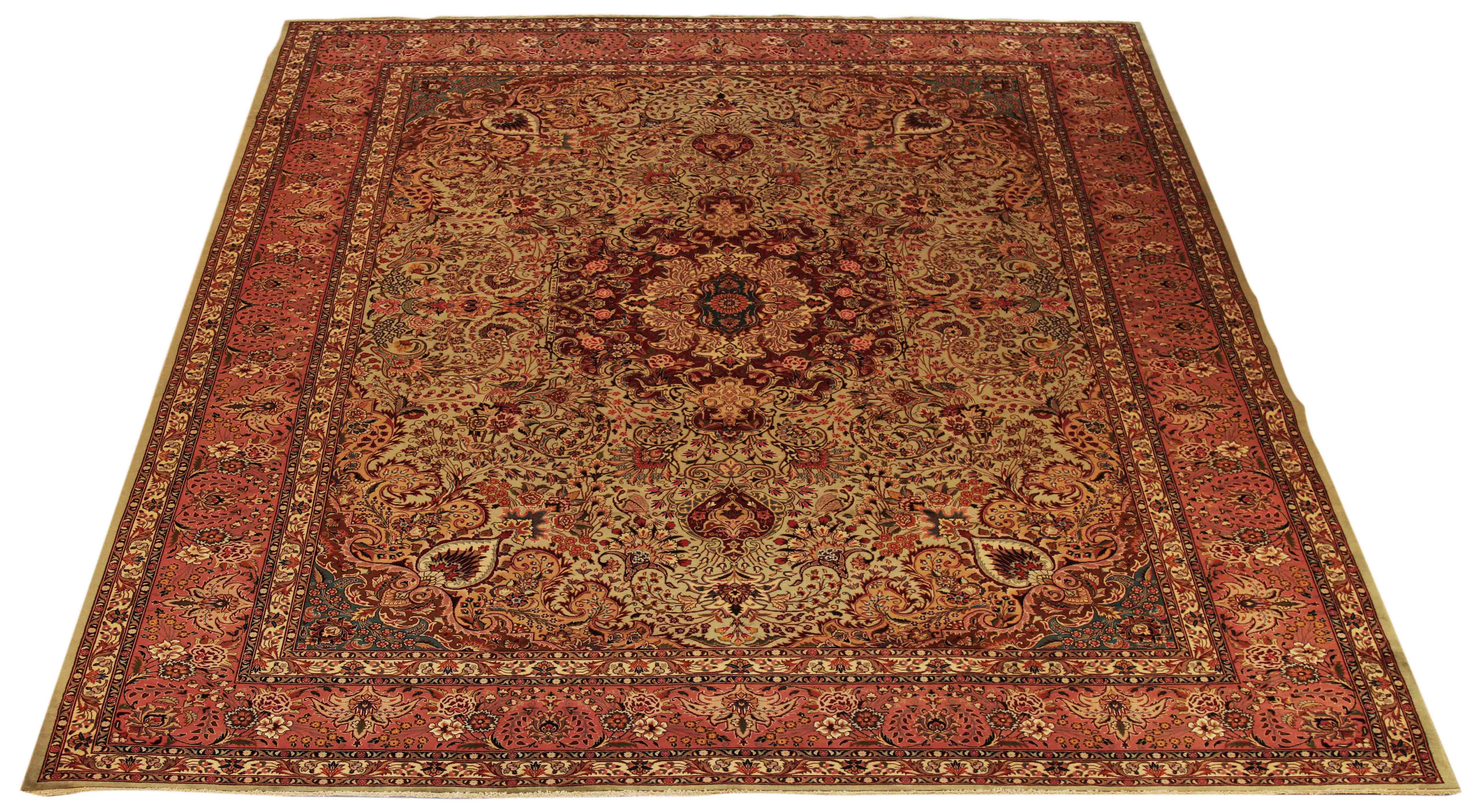 Thumbnail 3 for Antique Persian Tabriz Traditional Rug 69926