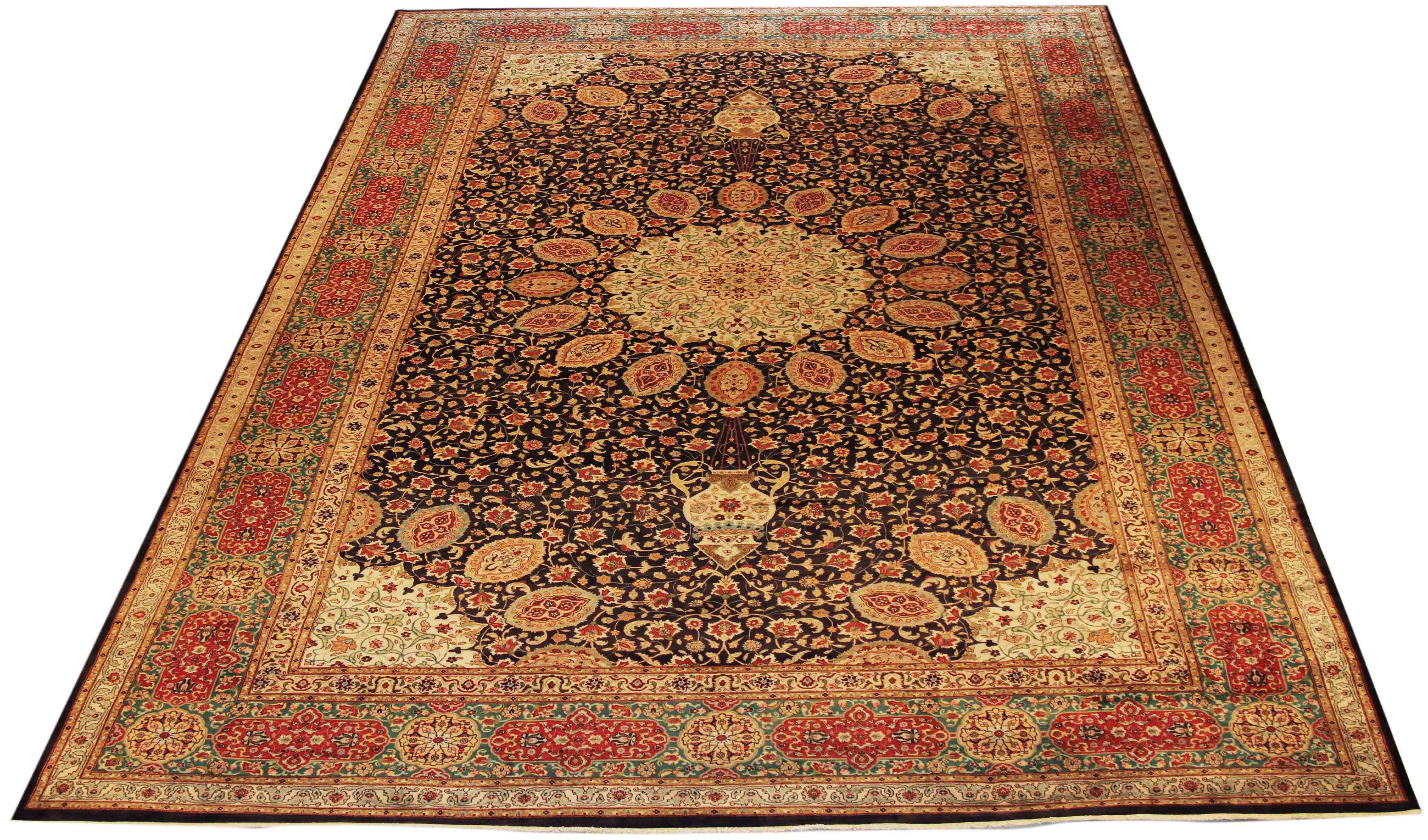 Thumbnail 3 for Antique Persian Tabriz Traditional Rug 69927