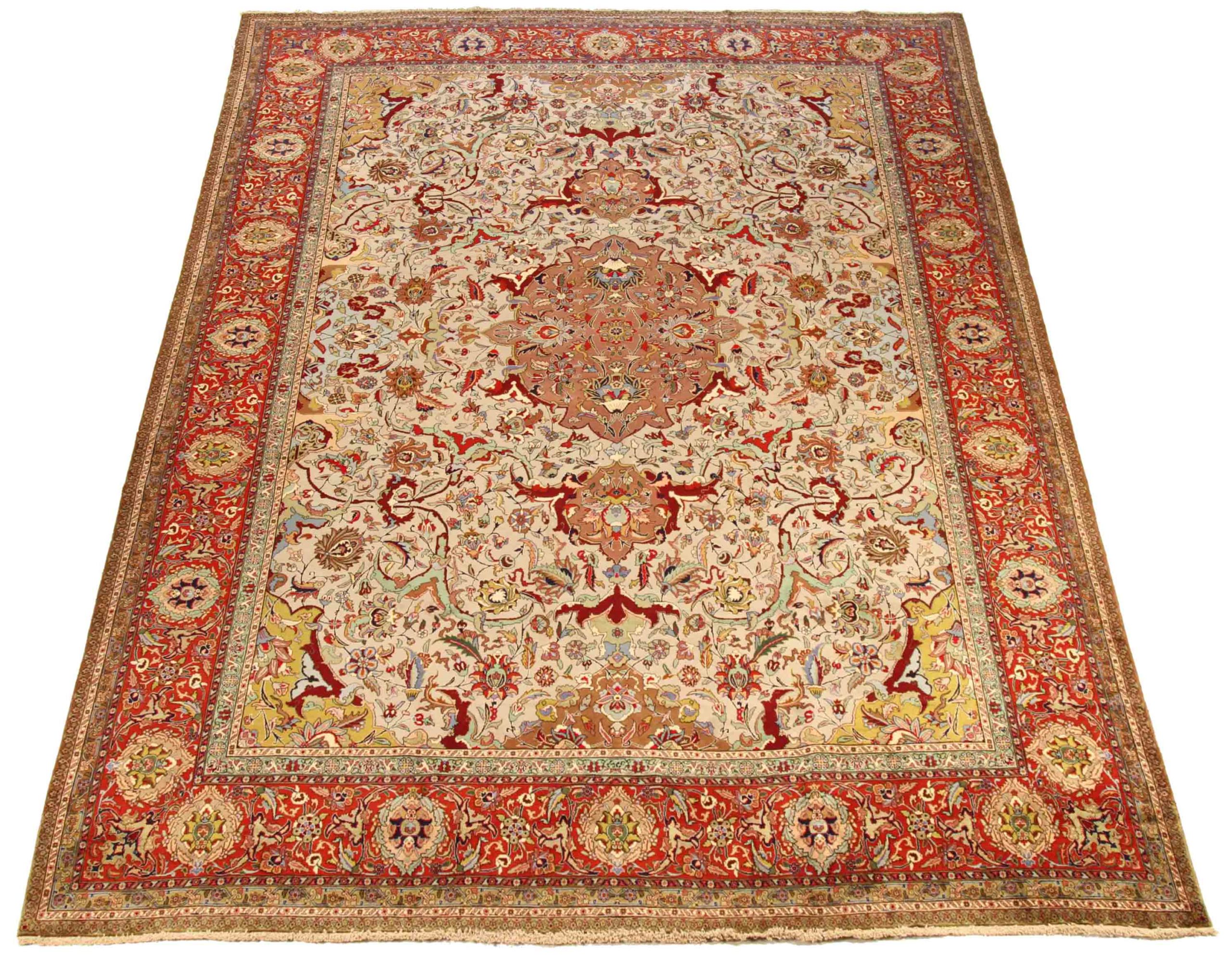 Thumbnail 2 for Antique Persian Tabriz Traditional Rug 70038