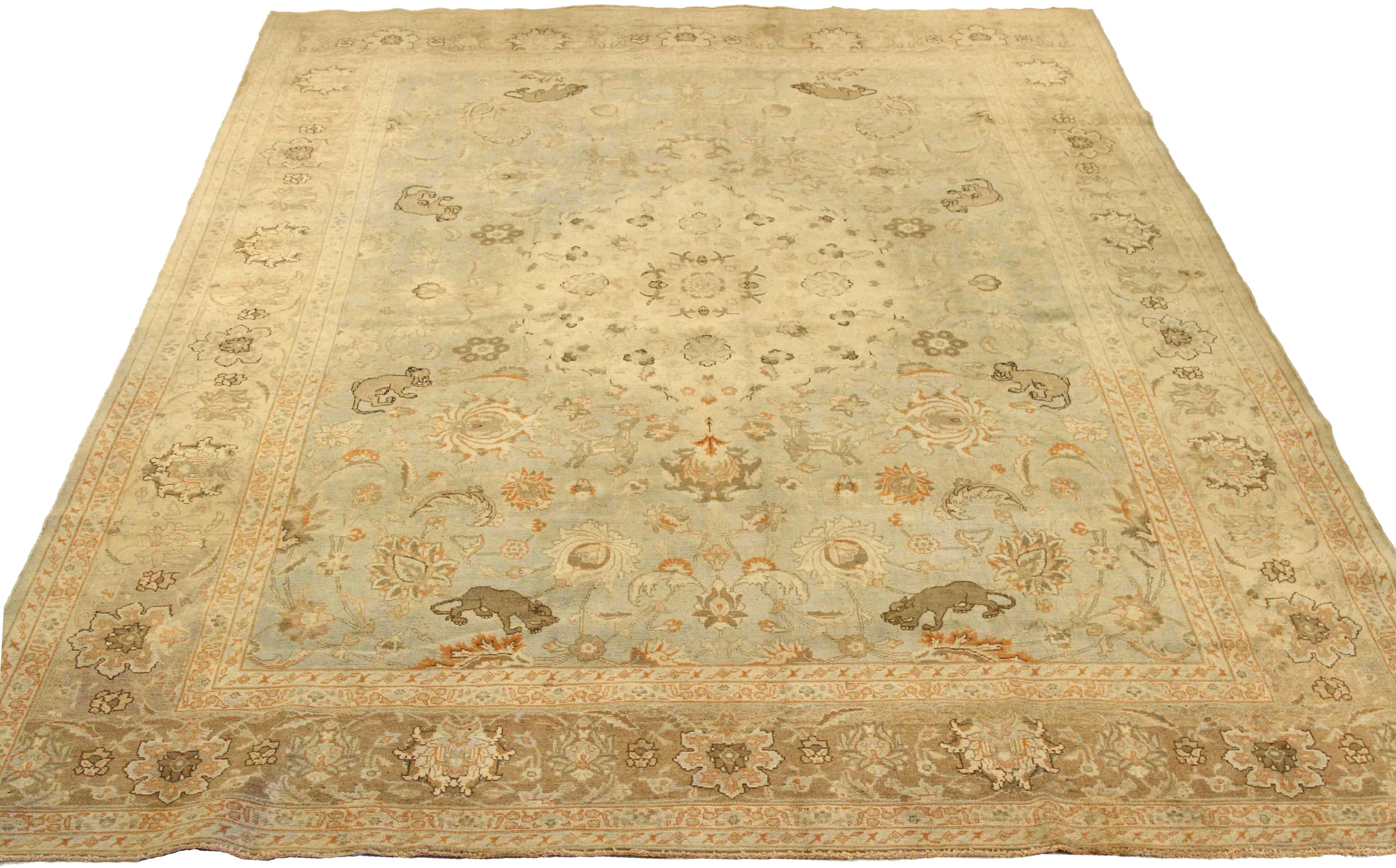 Thumbnail 4 for Antique Persian Tabriz Traditional Rug 75870