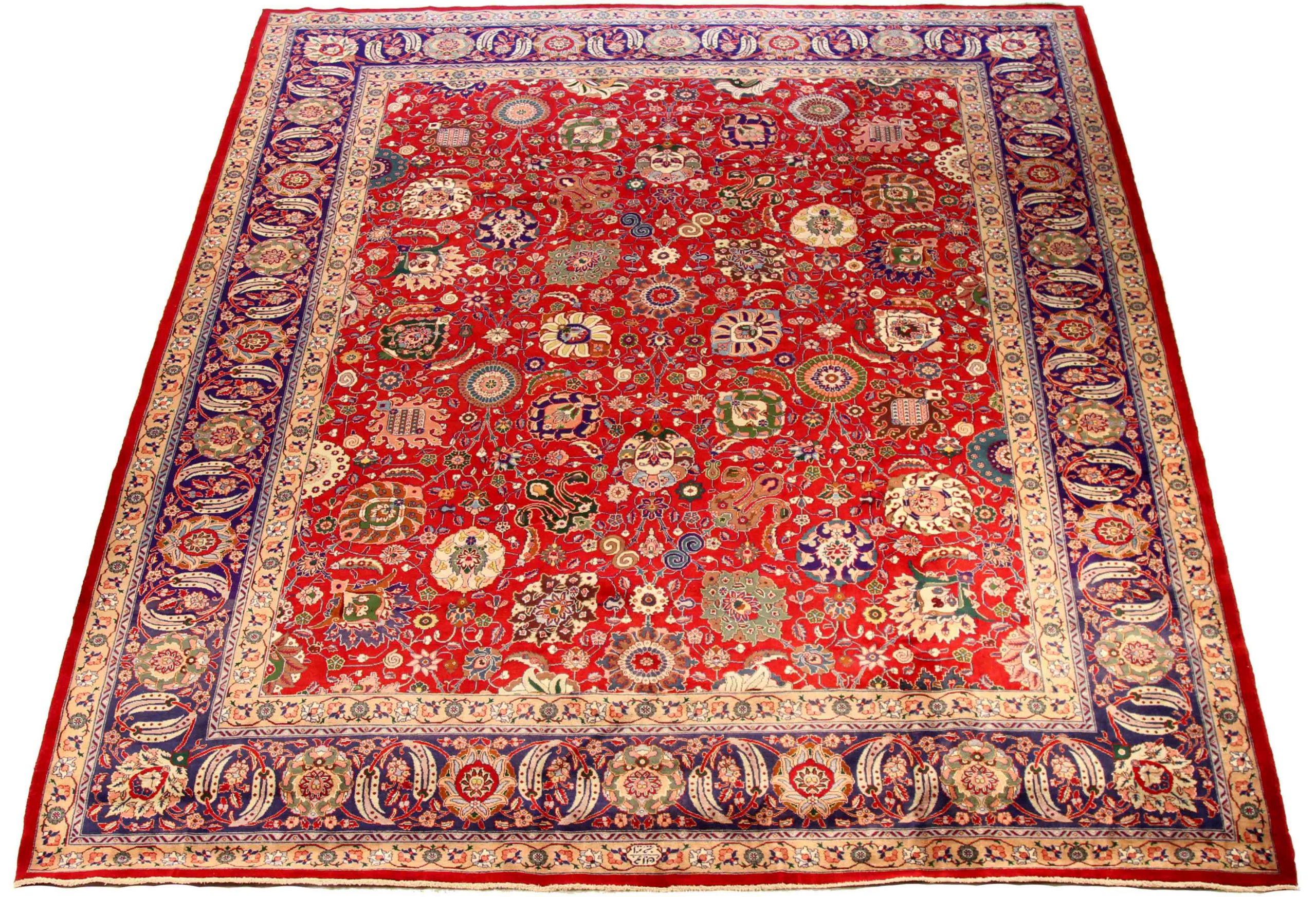 Thumbnail 2 for Antique Persian Tabriz Traditional Rug 70077