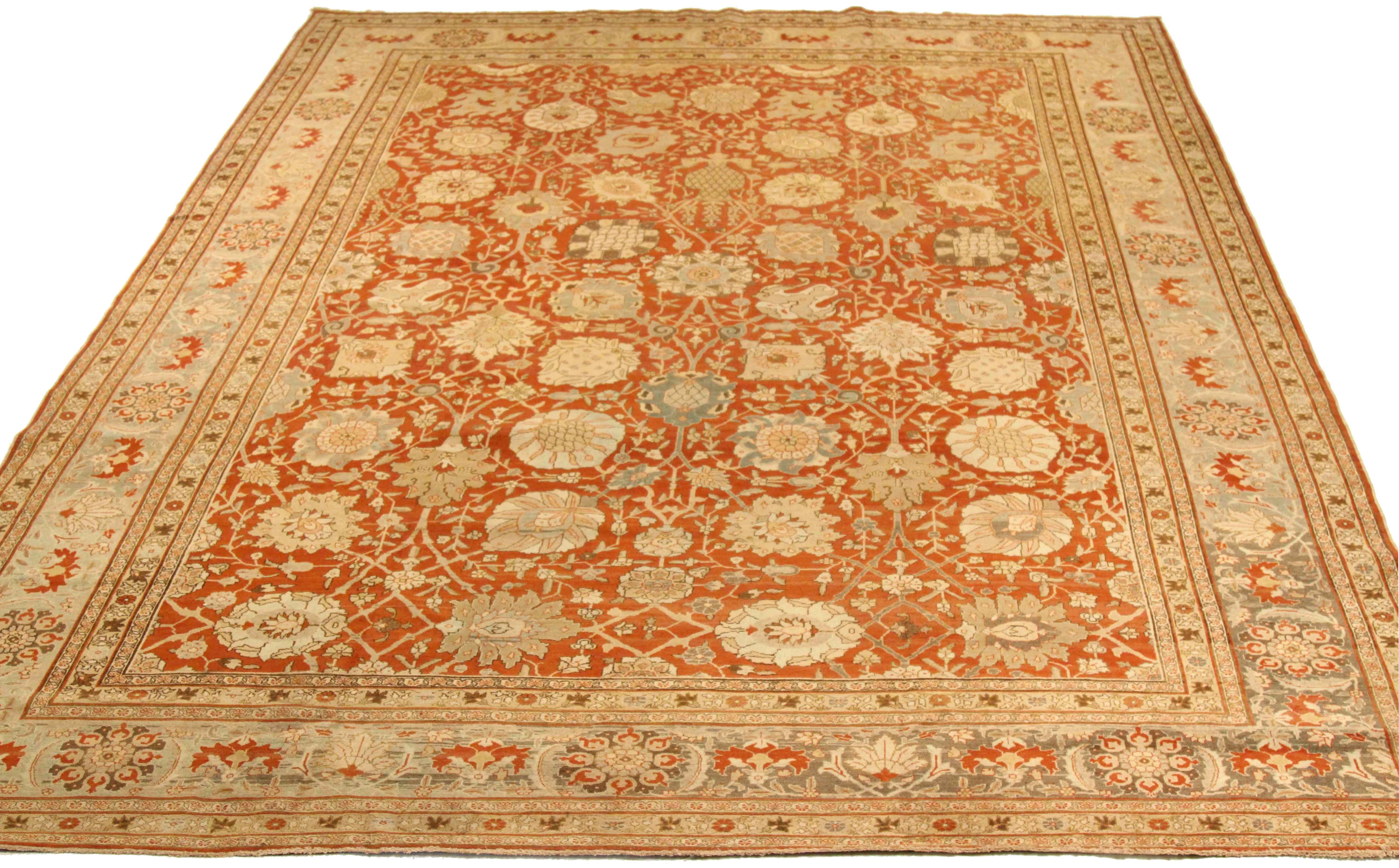 Thumbnail 9 for Antique Persian Tabriz Traditional Rug 76008