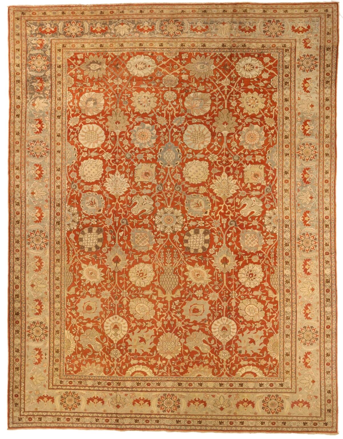 Thumbnail 13 for Antique Persian Tabriz Traditional Rug 76008