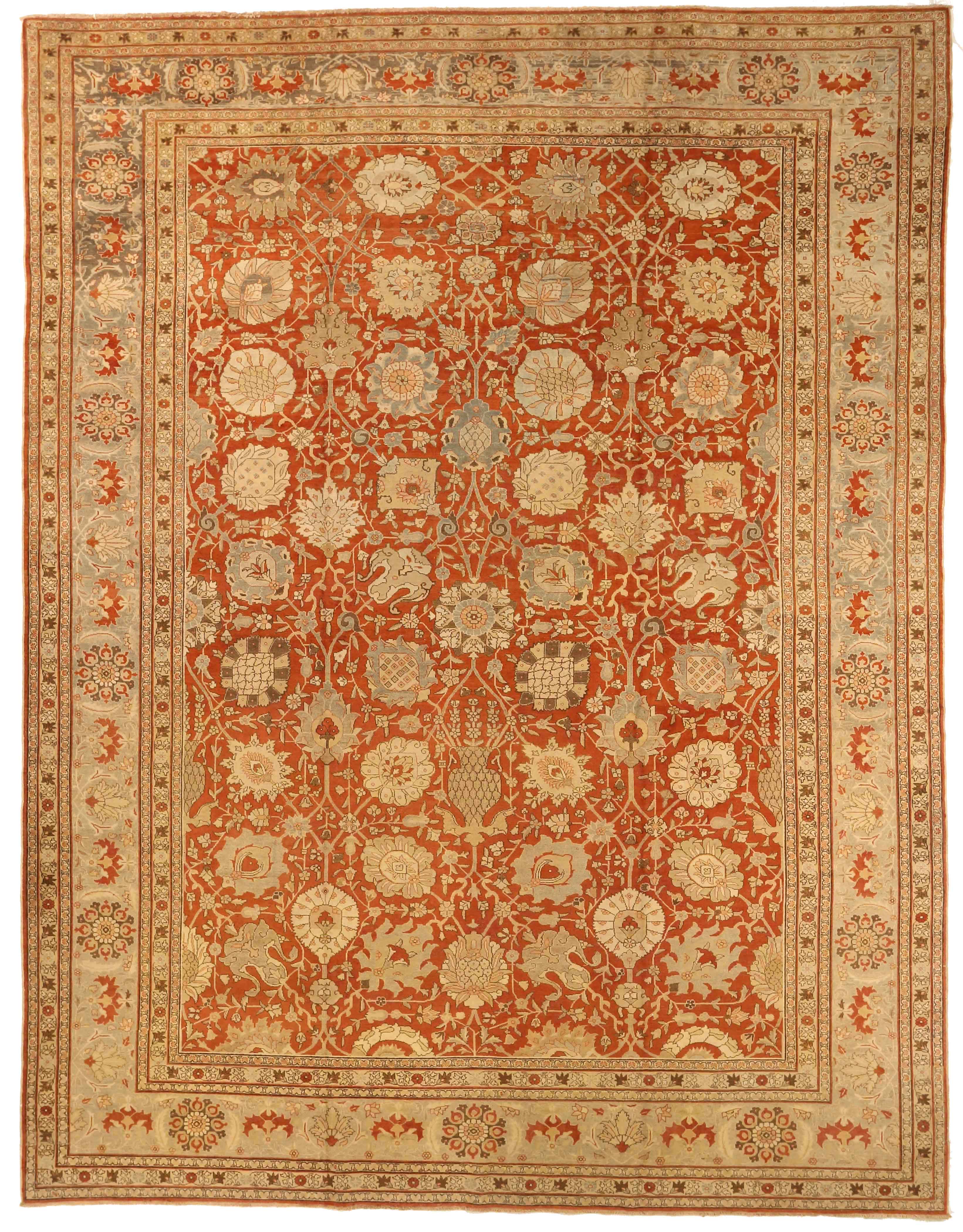 Thumbnail 3 for Antique Persian Tabriz Traditional Rug 76008