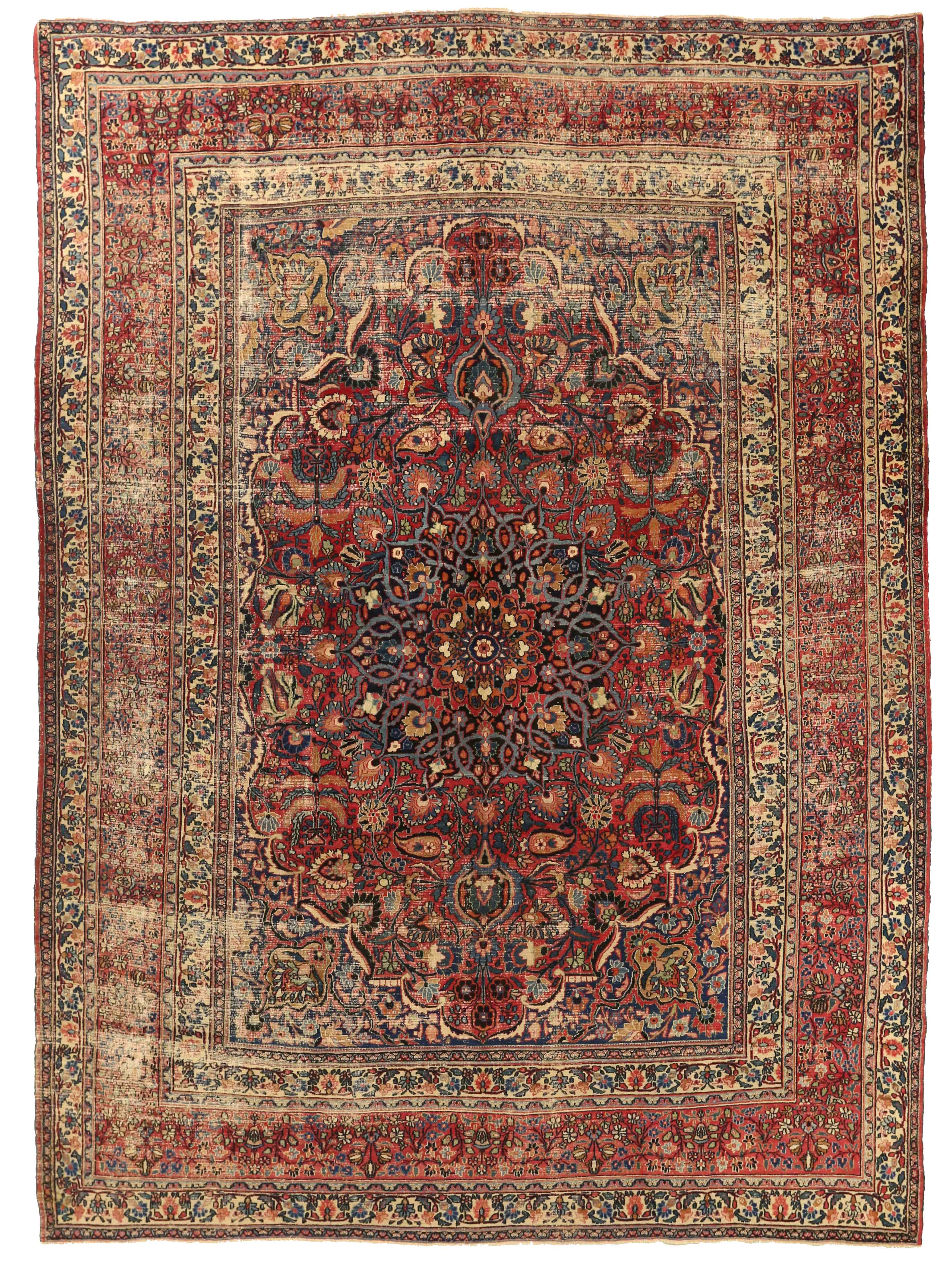 Thumbnail 2 for Antique Persian Mashad Traditional Rug 76009