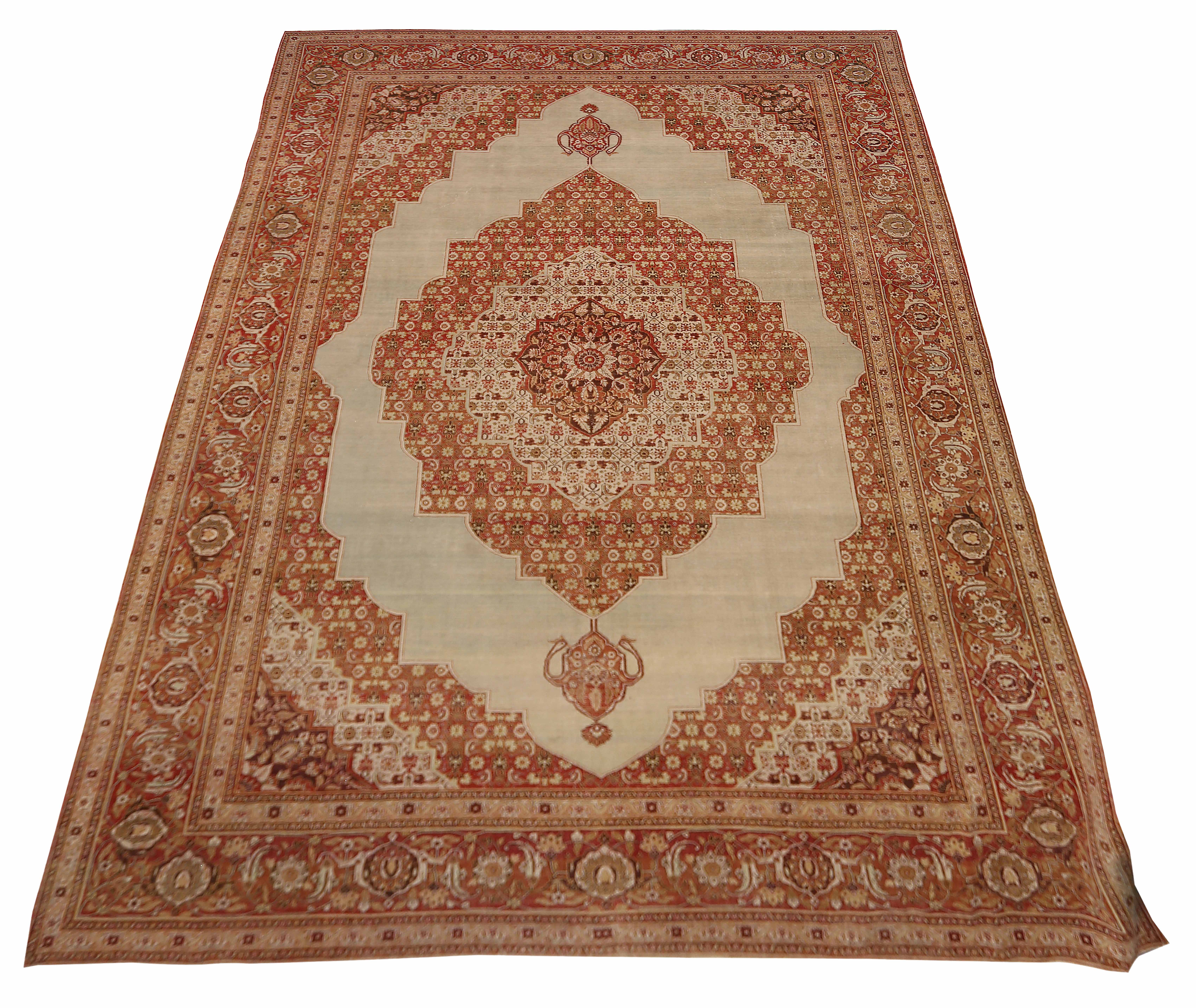 Thumbnail 8 for Antique Persian Tabriz Traditional Rug 92540