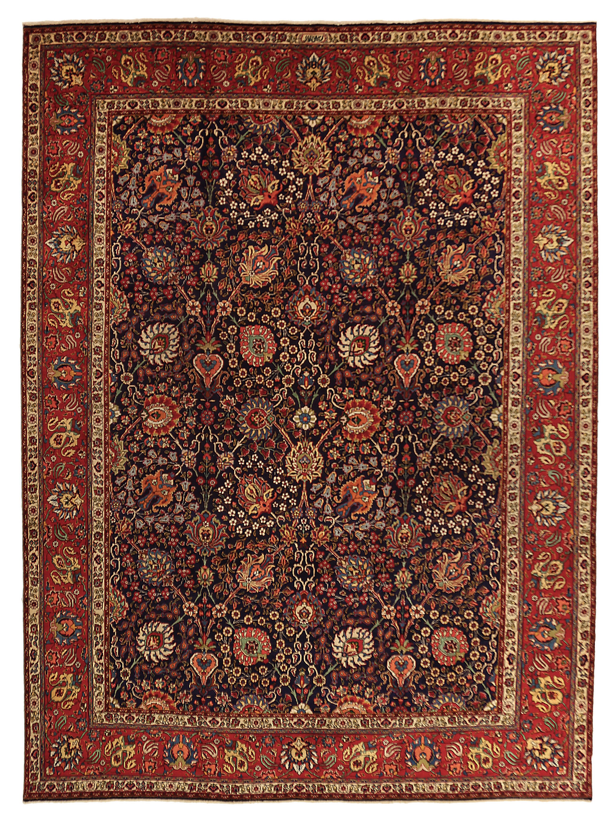Thumbnail 9 for Antique Persian Tabriz Traditional Rug 70069
