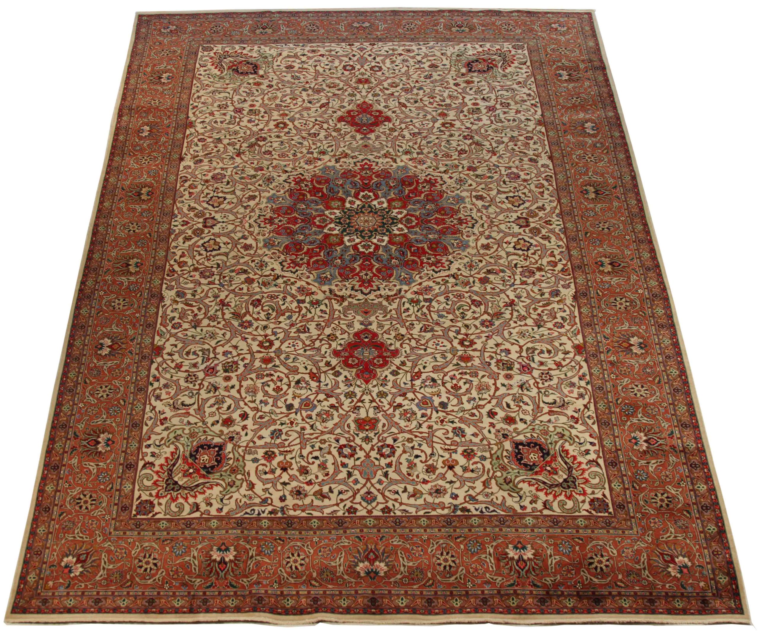 Thumbnail 2 for Antique Persian Tabriz Traditional Rug 70182