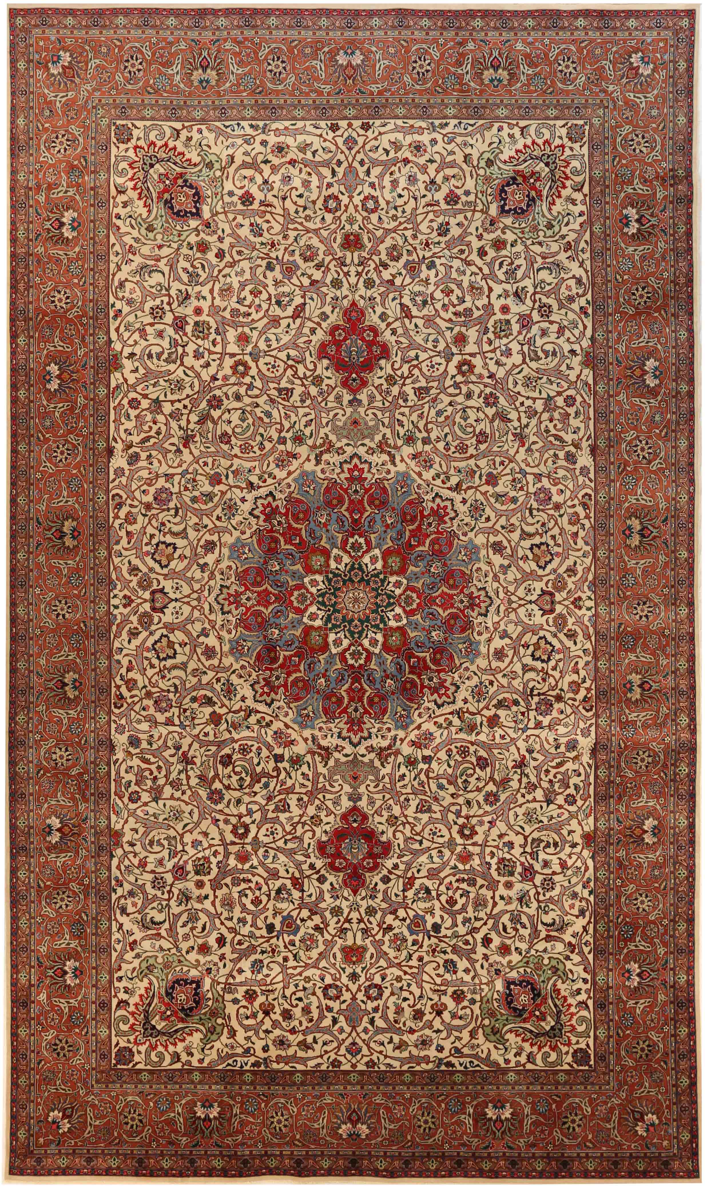 Thumbnail 3 for Antique Persian Tabriz Traditional Rug 70182