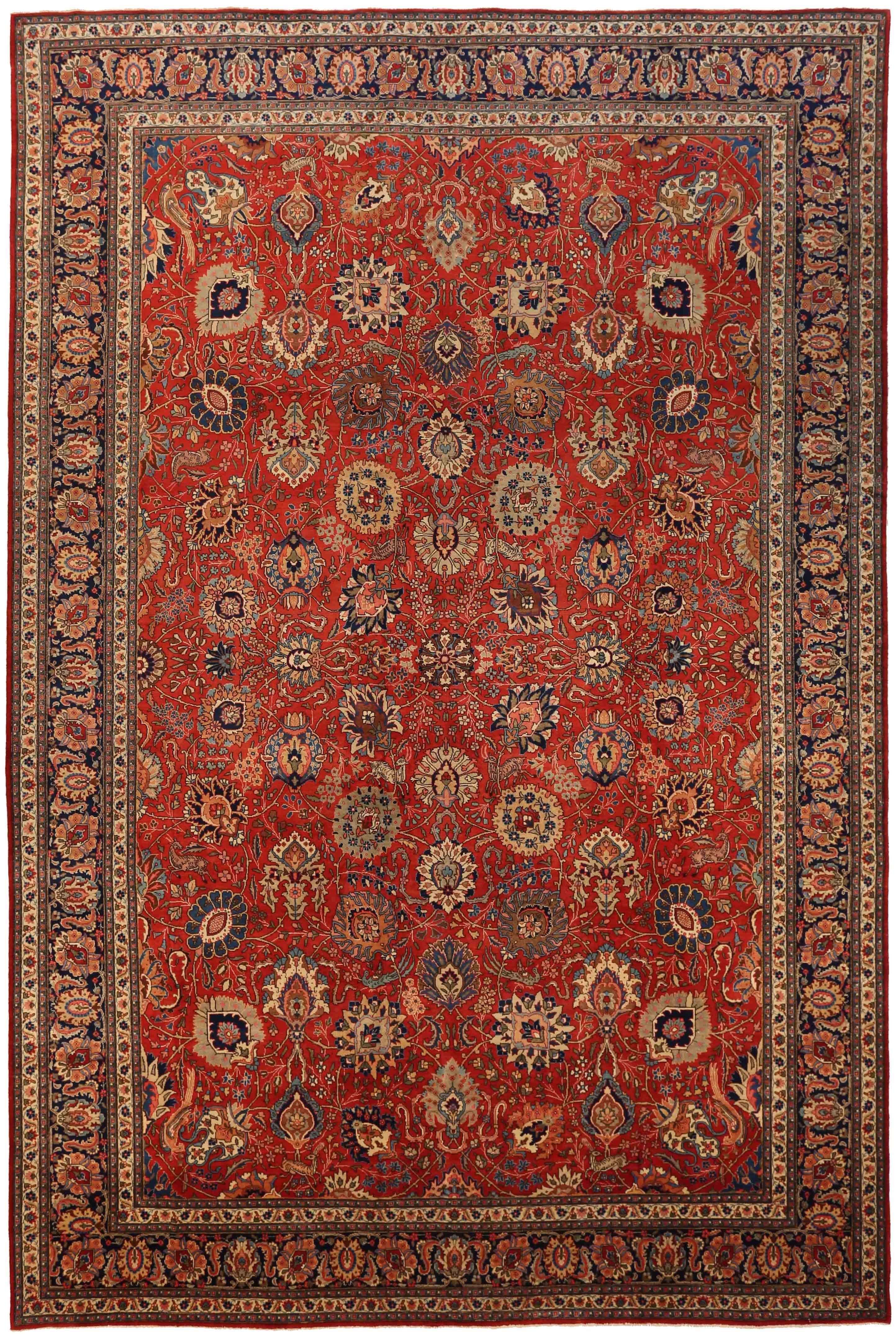 Thumbnail 2 for Antique Persian Tabriz Traditional Rug 70183
