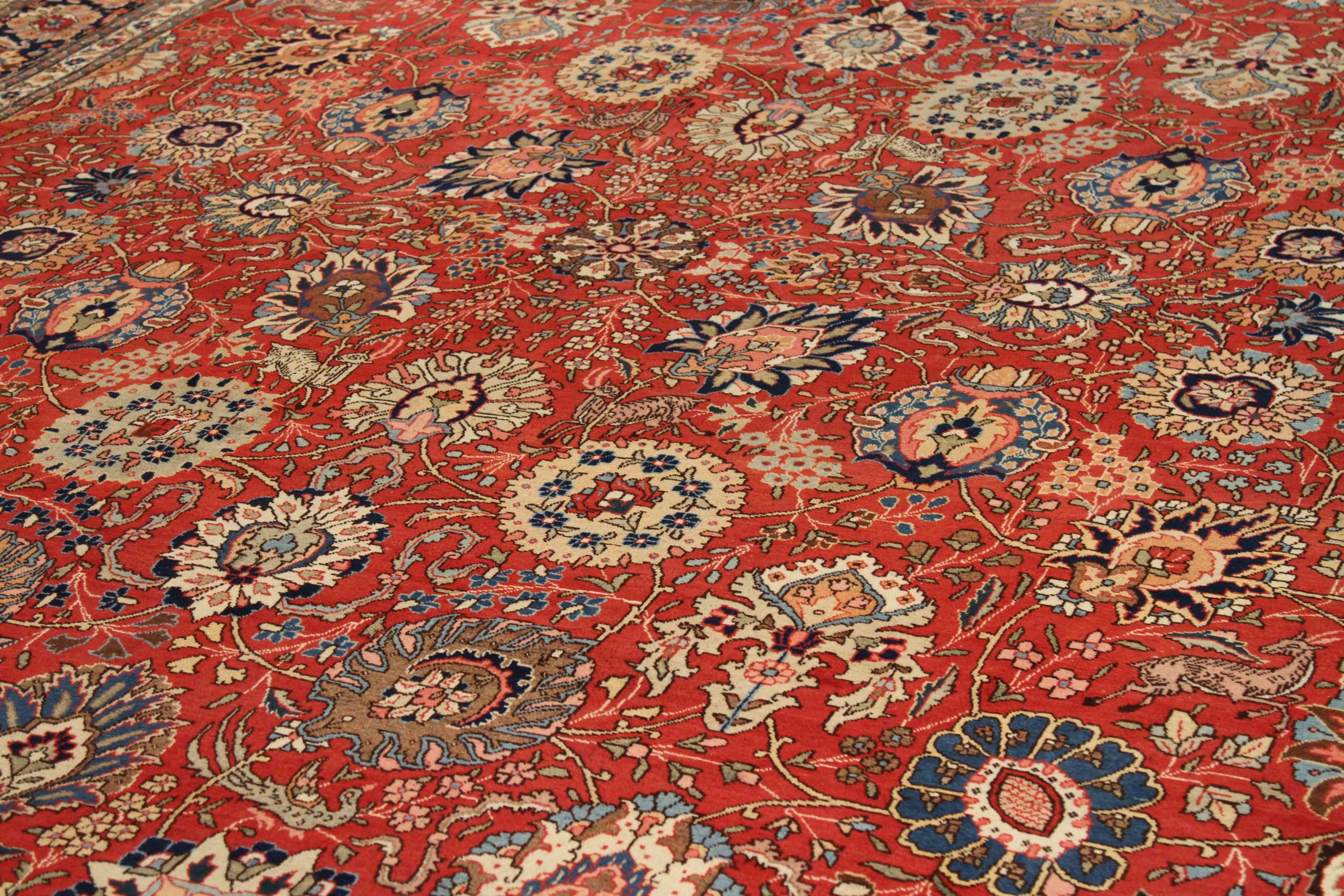 Thumbnail 3 for Antique Persian Tabriz Traditional Rug 70183