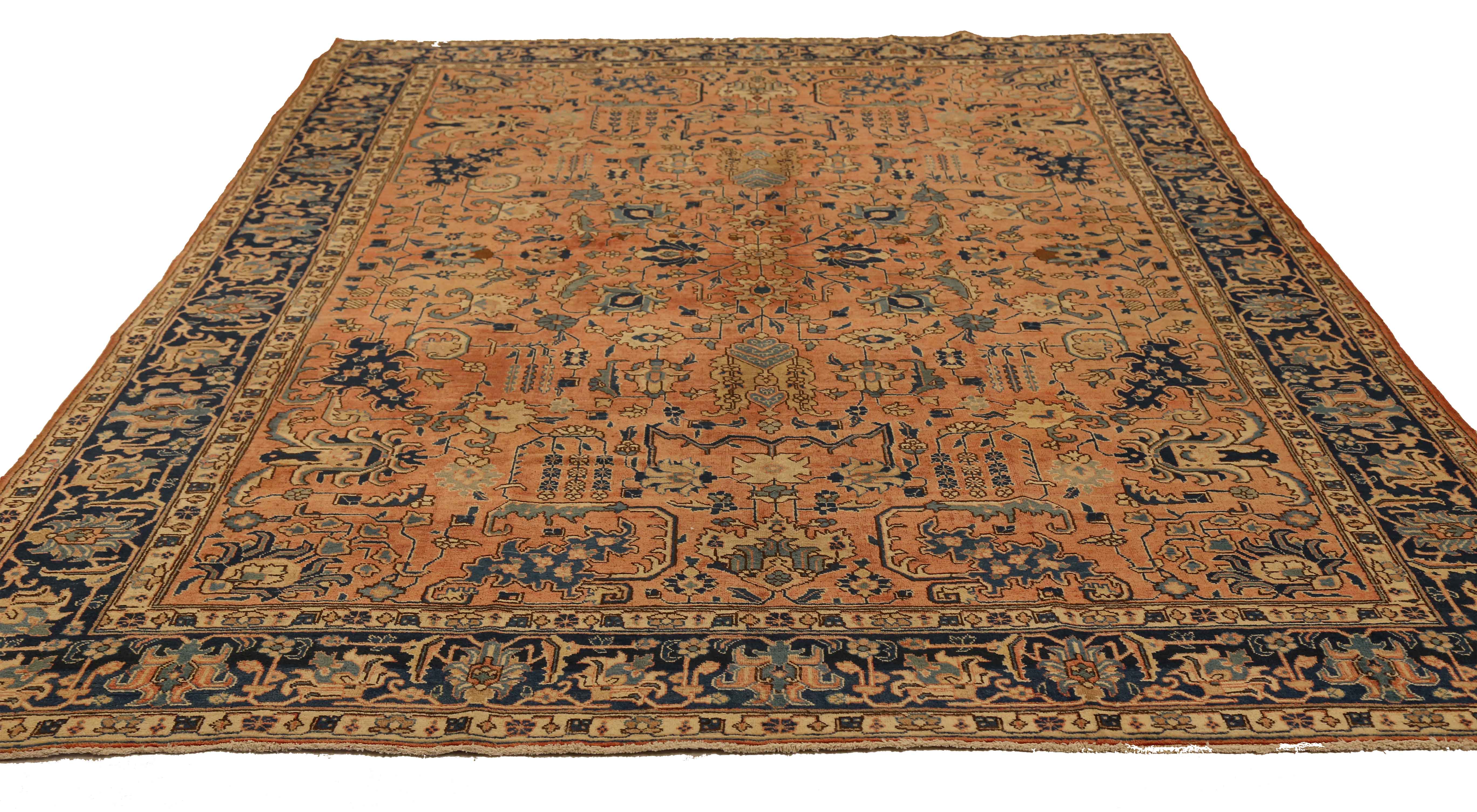 Thumbnail 10 for Vintage Persian Tabriz Traditional Rug 10363