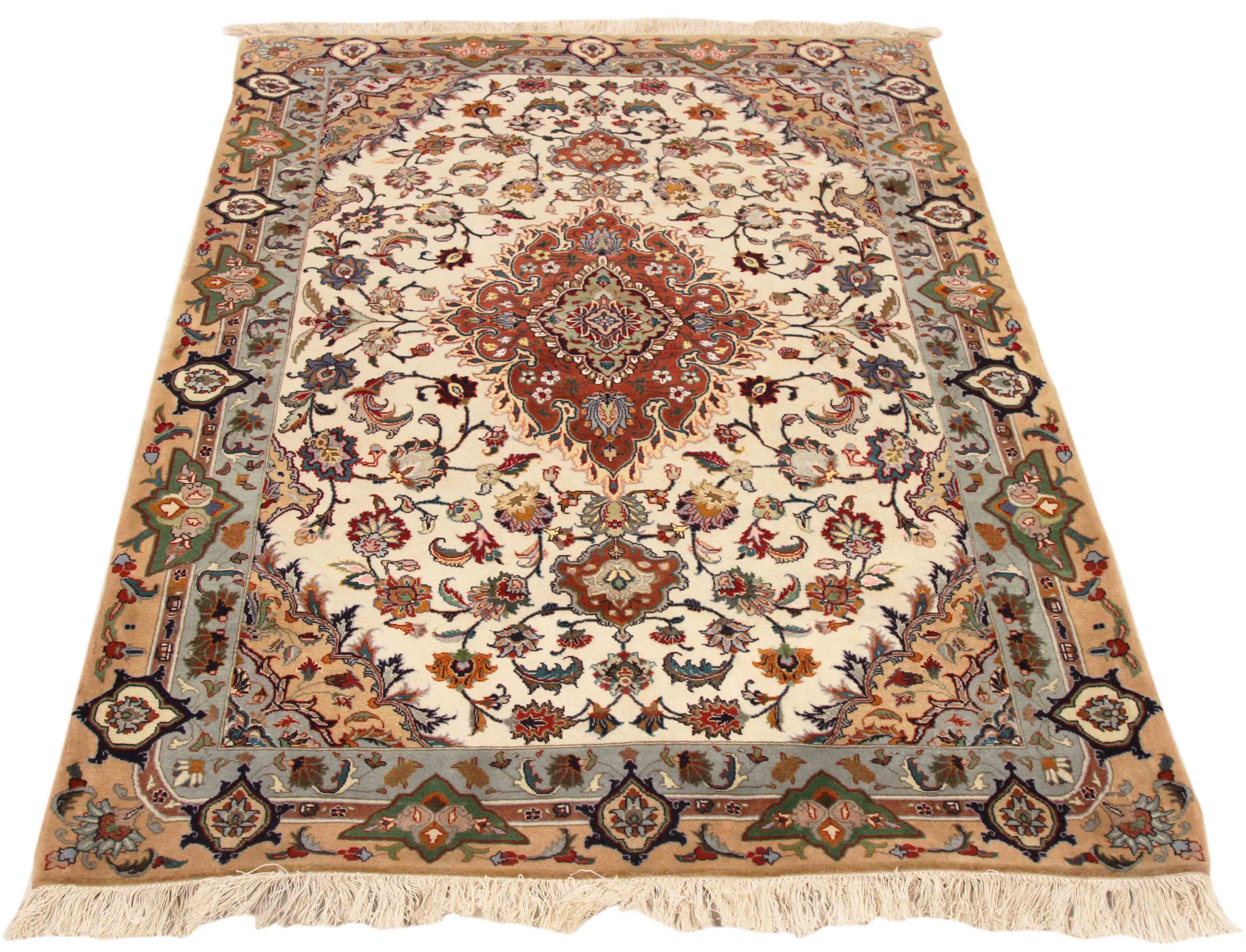 Thumbnail 4 for Antique Persian Tabriz Traditional Rug 70277